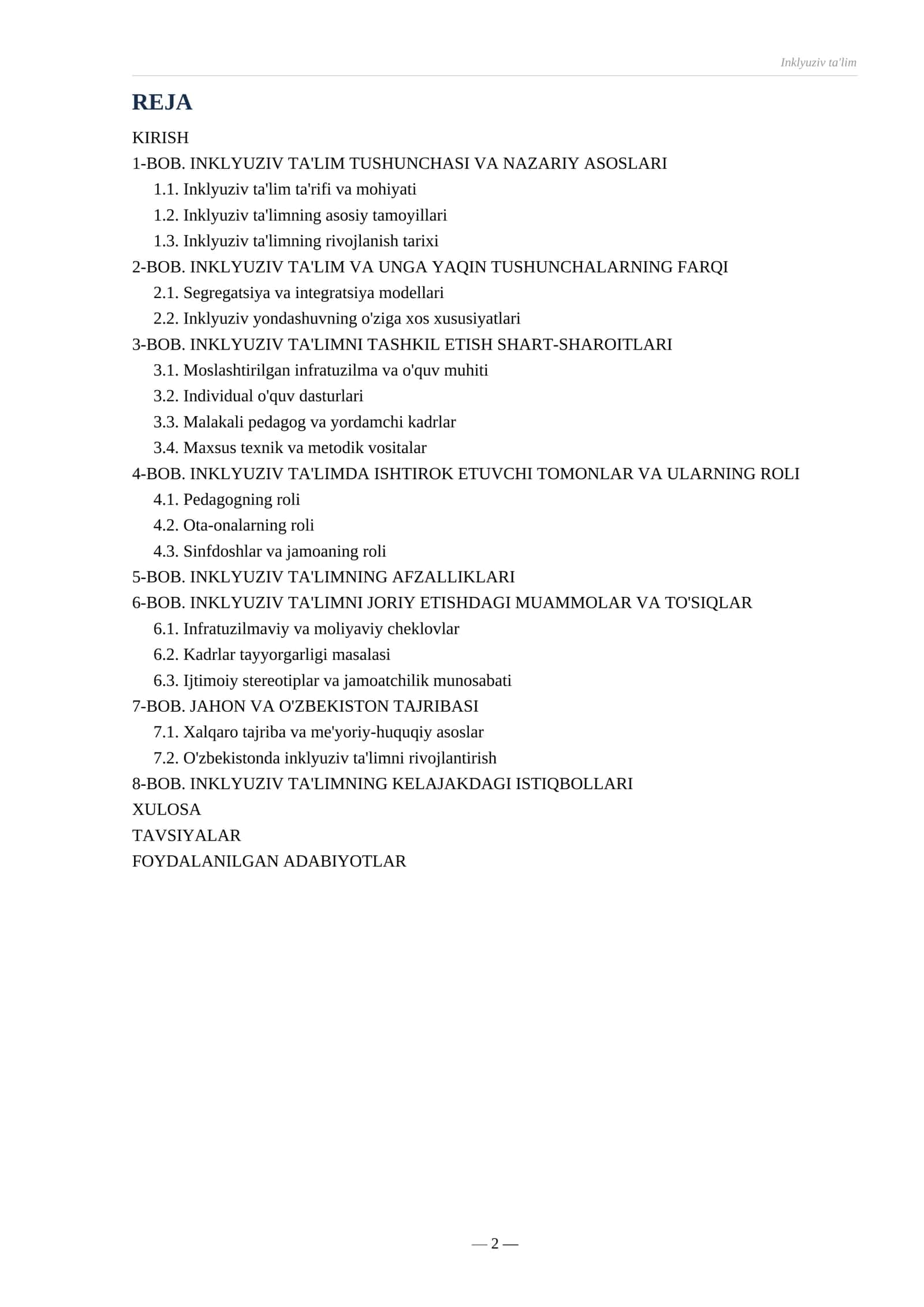REFERAT INKLYUZIV TA'LIM 2