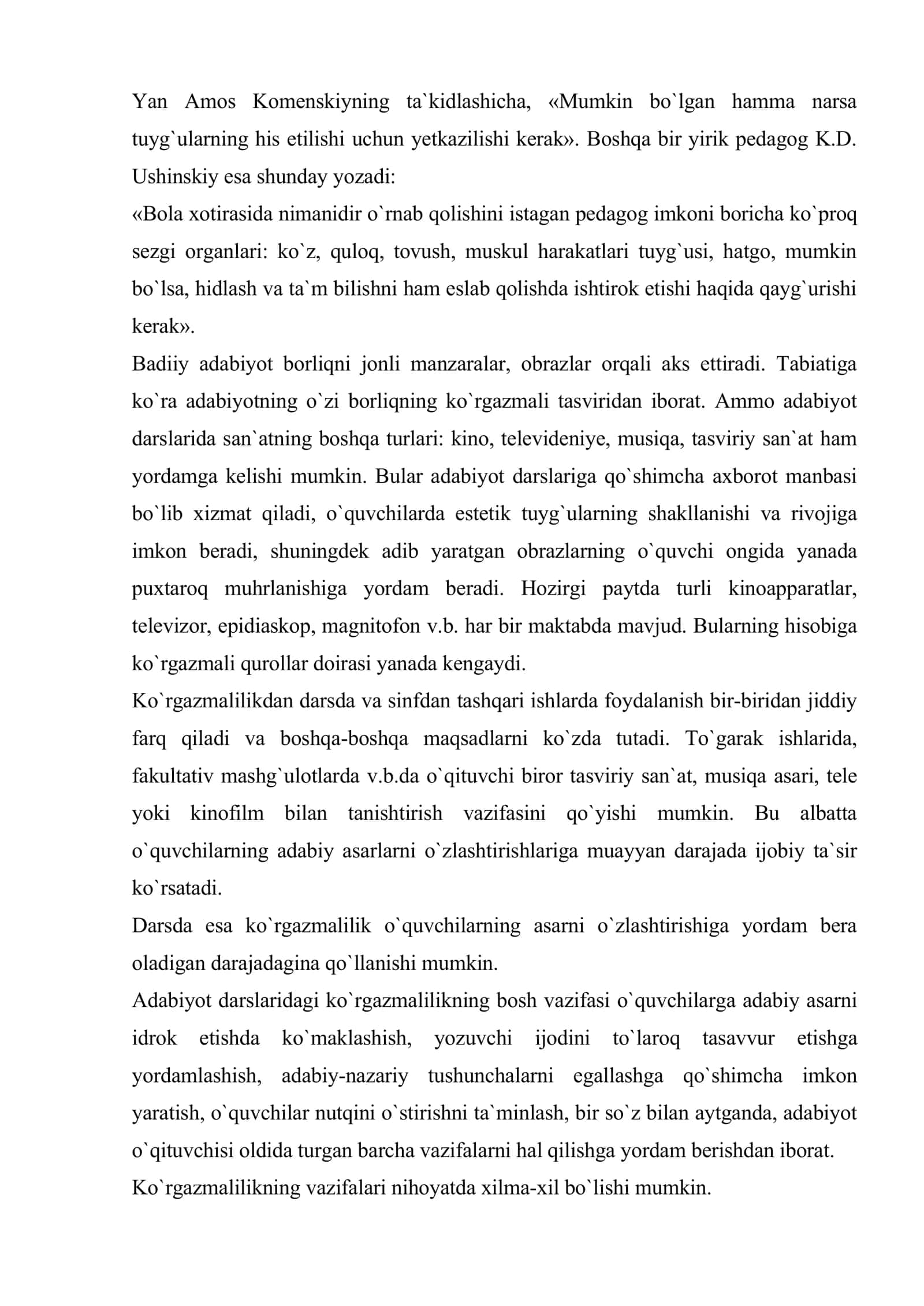 Adabiyot darslarida ko`rgazmalilik 2