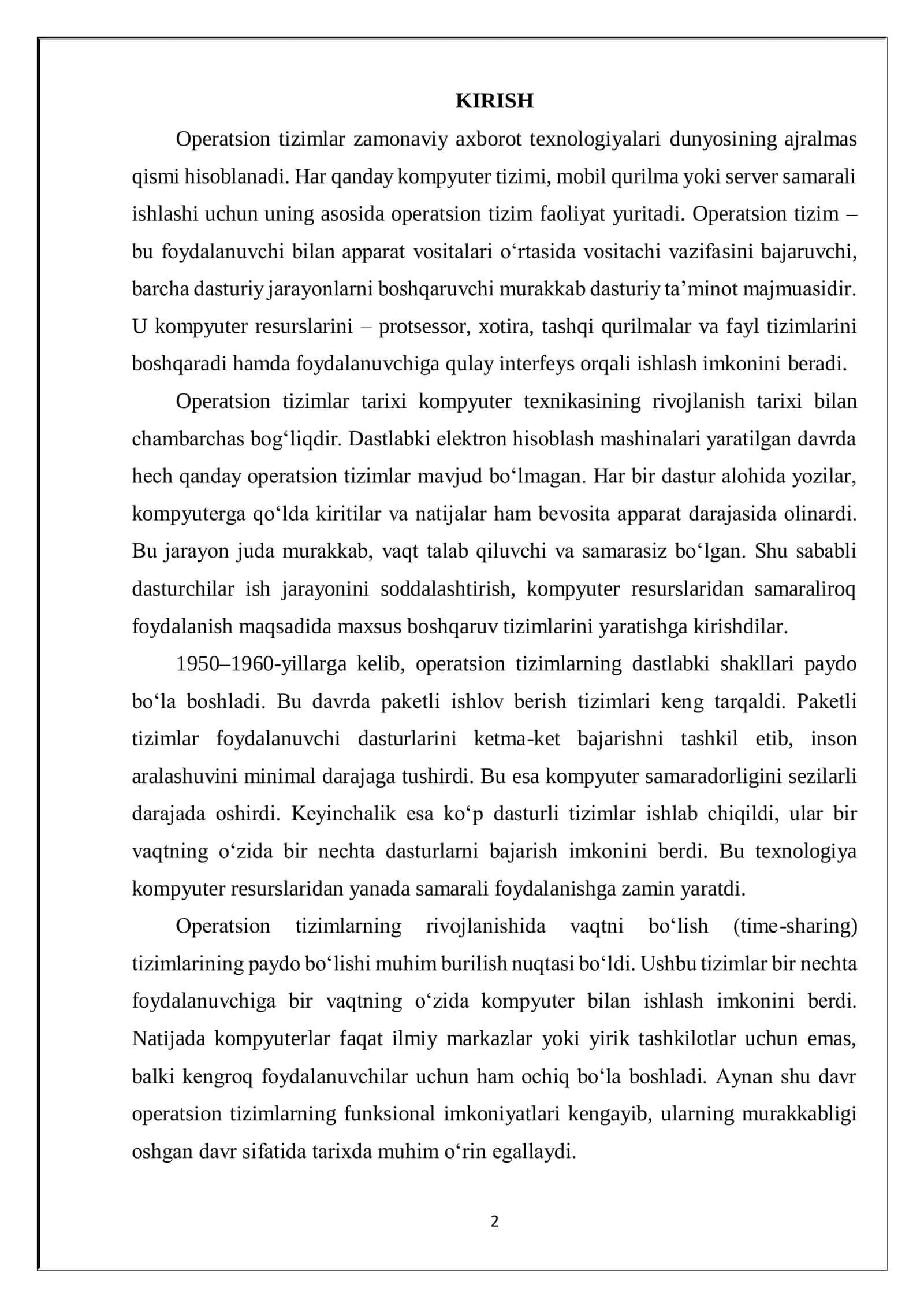 Operatsion tizimlar tarixi 2