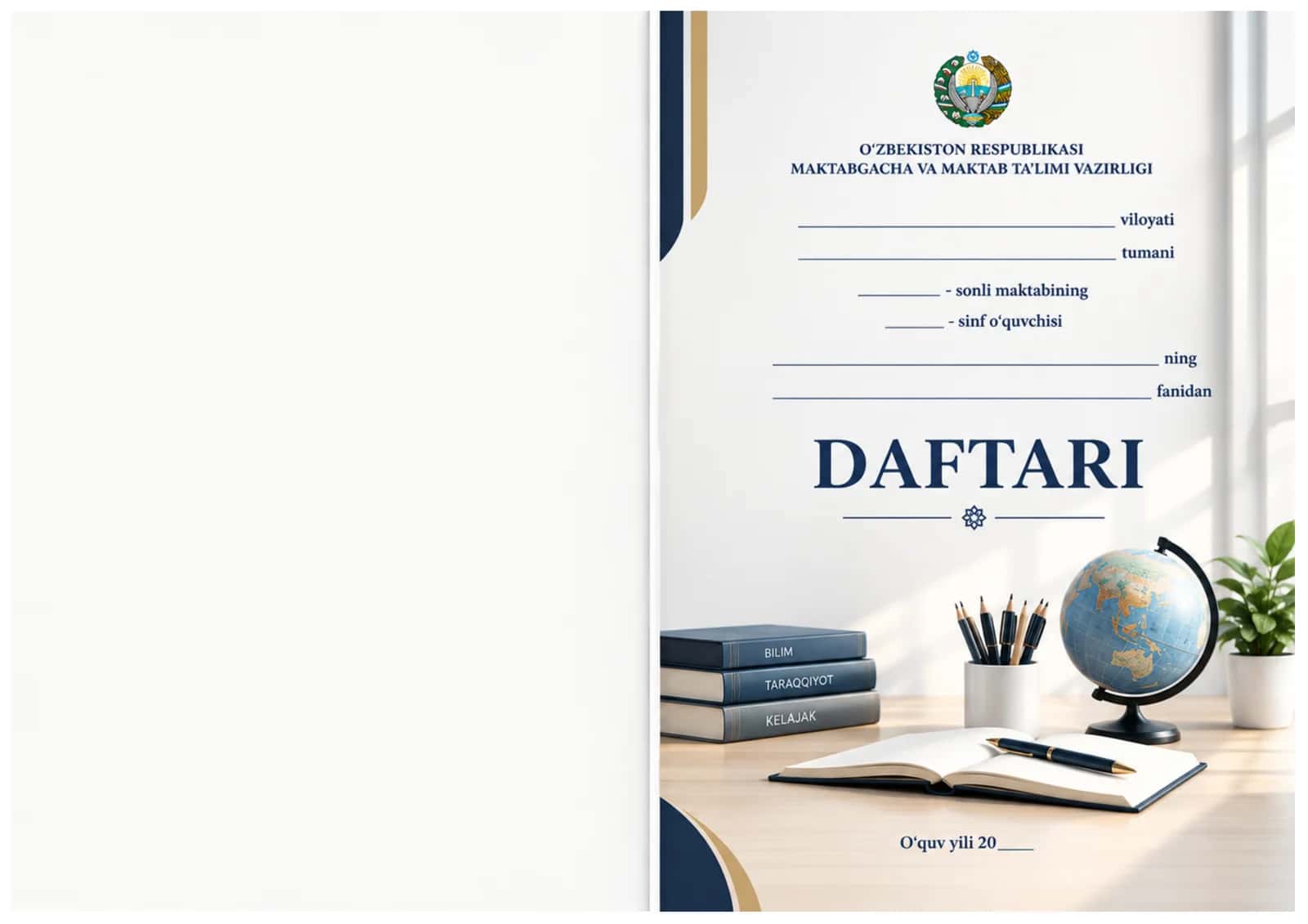 Daftar ustiga muqova maktab uchun 6in1 2