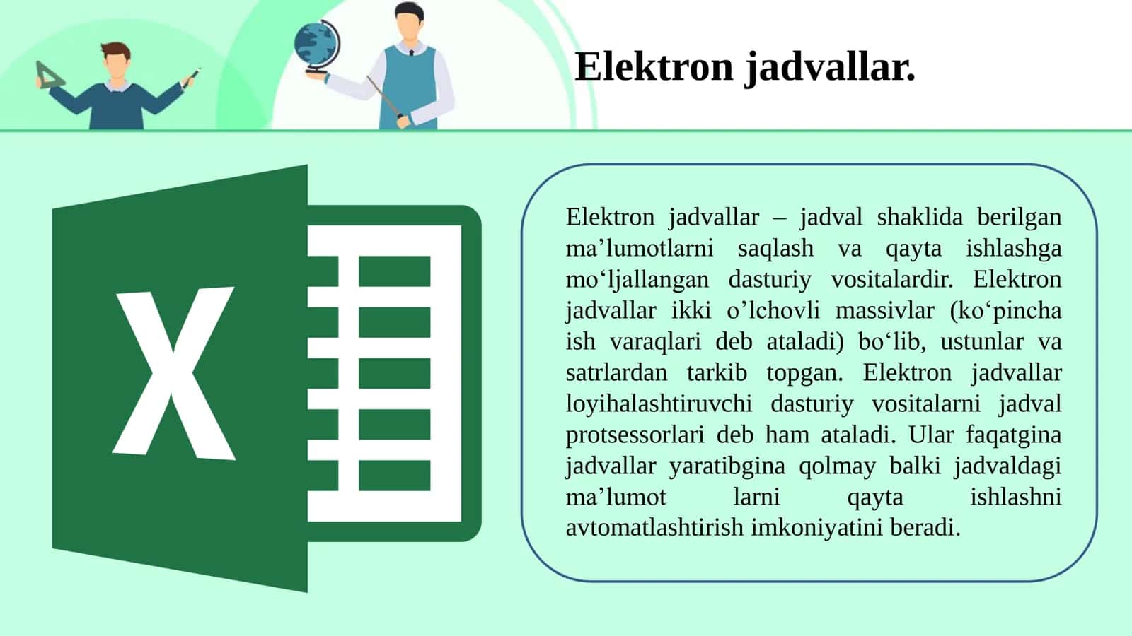 Elektron jadvallardan foydalanish texnologiyalari 2