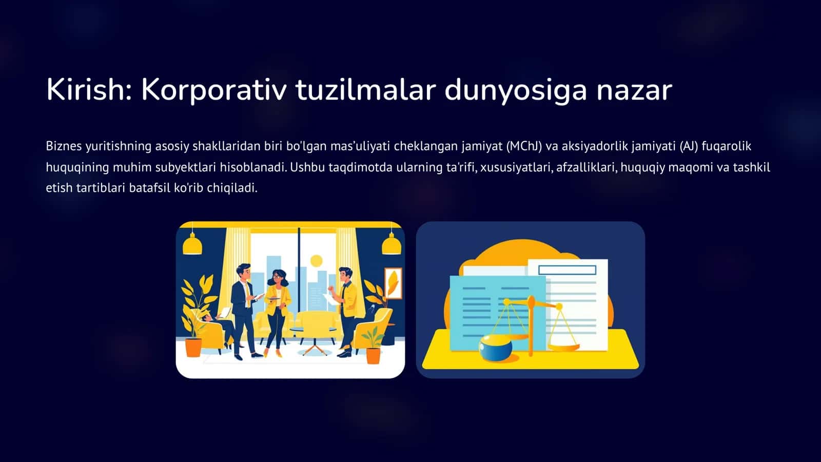 Mas¾uliyati Cheklangan Jamiyat (MChJ) va Aksiyadorlik Jamiyati (AJ) fuqarolik huquqi subyekti sifatida 2
