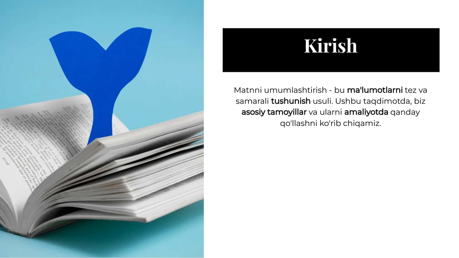 Matnni Umumlashtirish : Asosiy Tamoyillar va Amaliyot 2