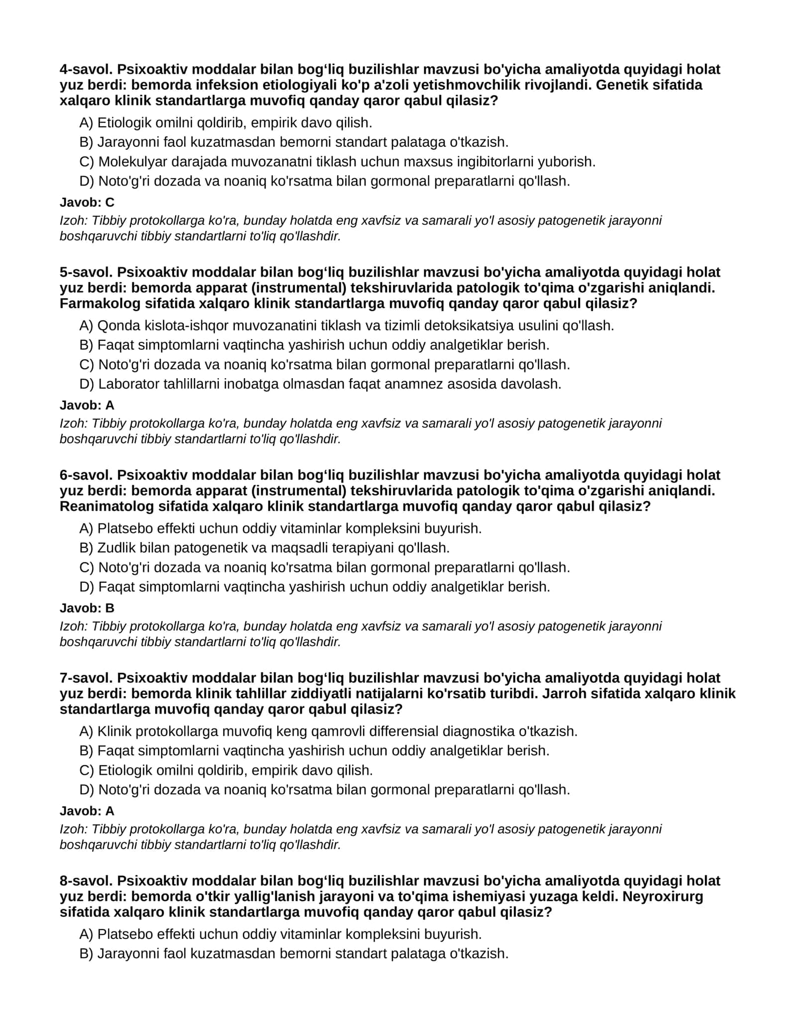 Psixoaktiv moddalar bilan bog‘liq buzilishlar - 2-QISM 2