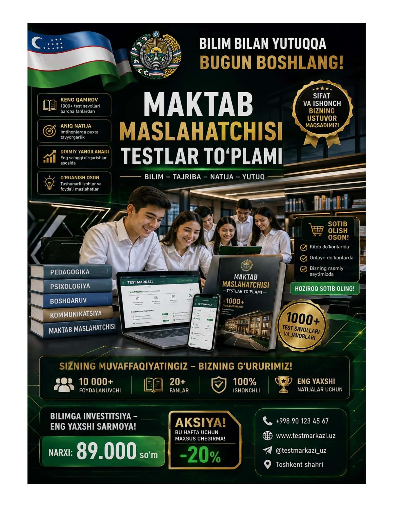 MAKTAB MASLAHATCHISI SAVOLLAR VA JAVOBLAR TO‘PLAMI +1000 2
