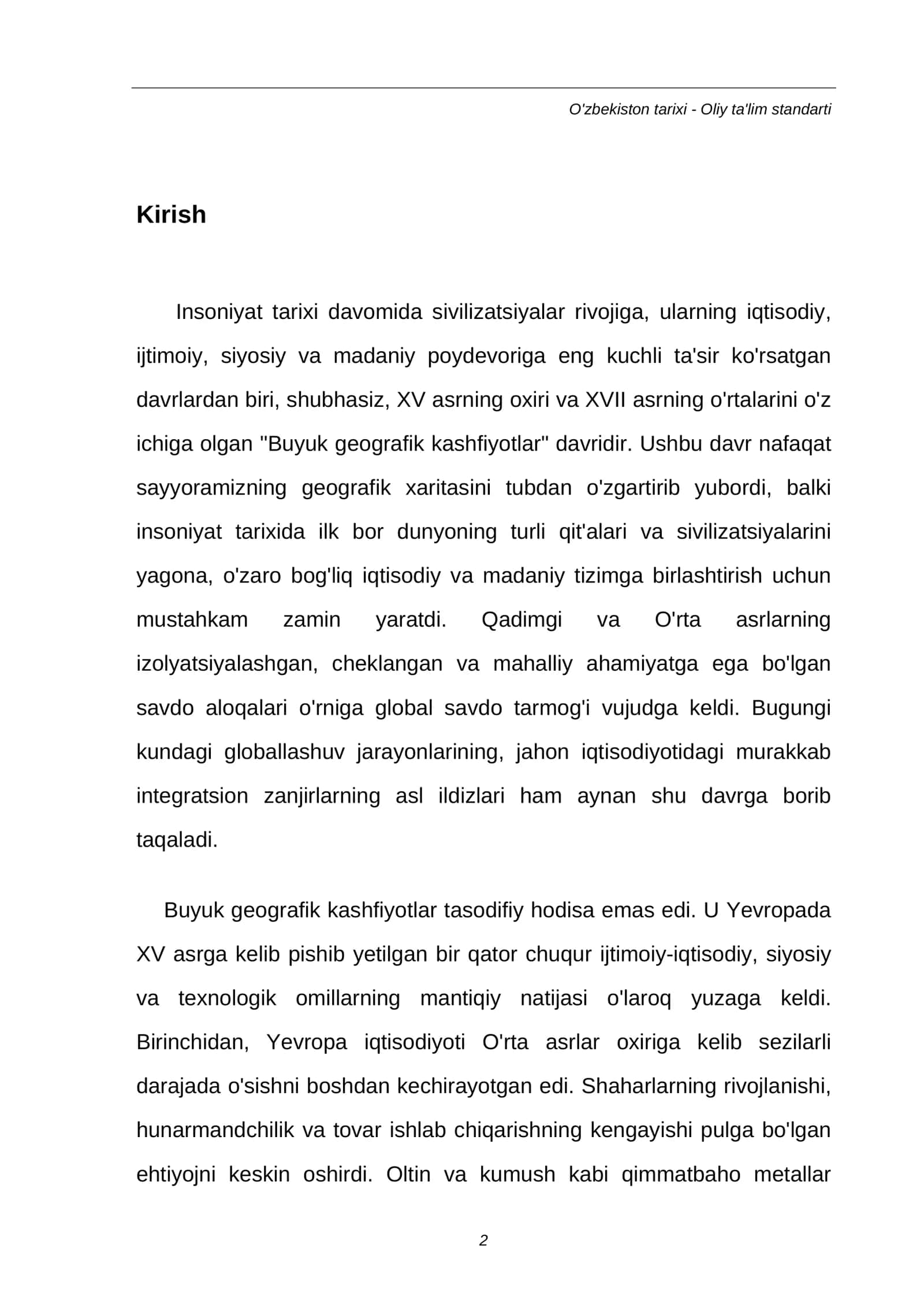 MUSTAQIL ISH: Buyuk geografik kashfiyotlar va ularning jahon iqtisodiyotiga ta'siri 2