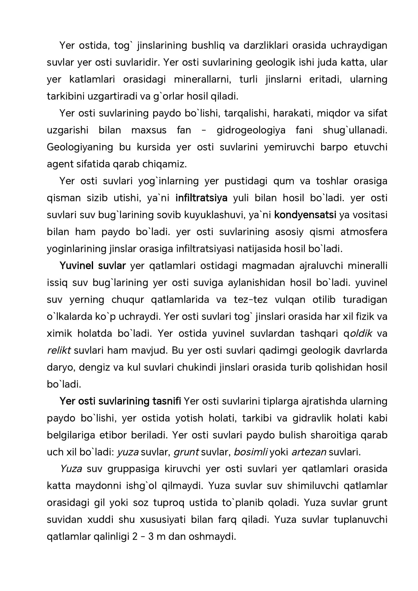 Yer osti suvlari va muzliklarning geologik ishi 2