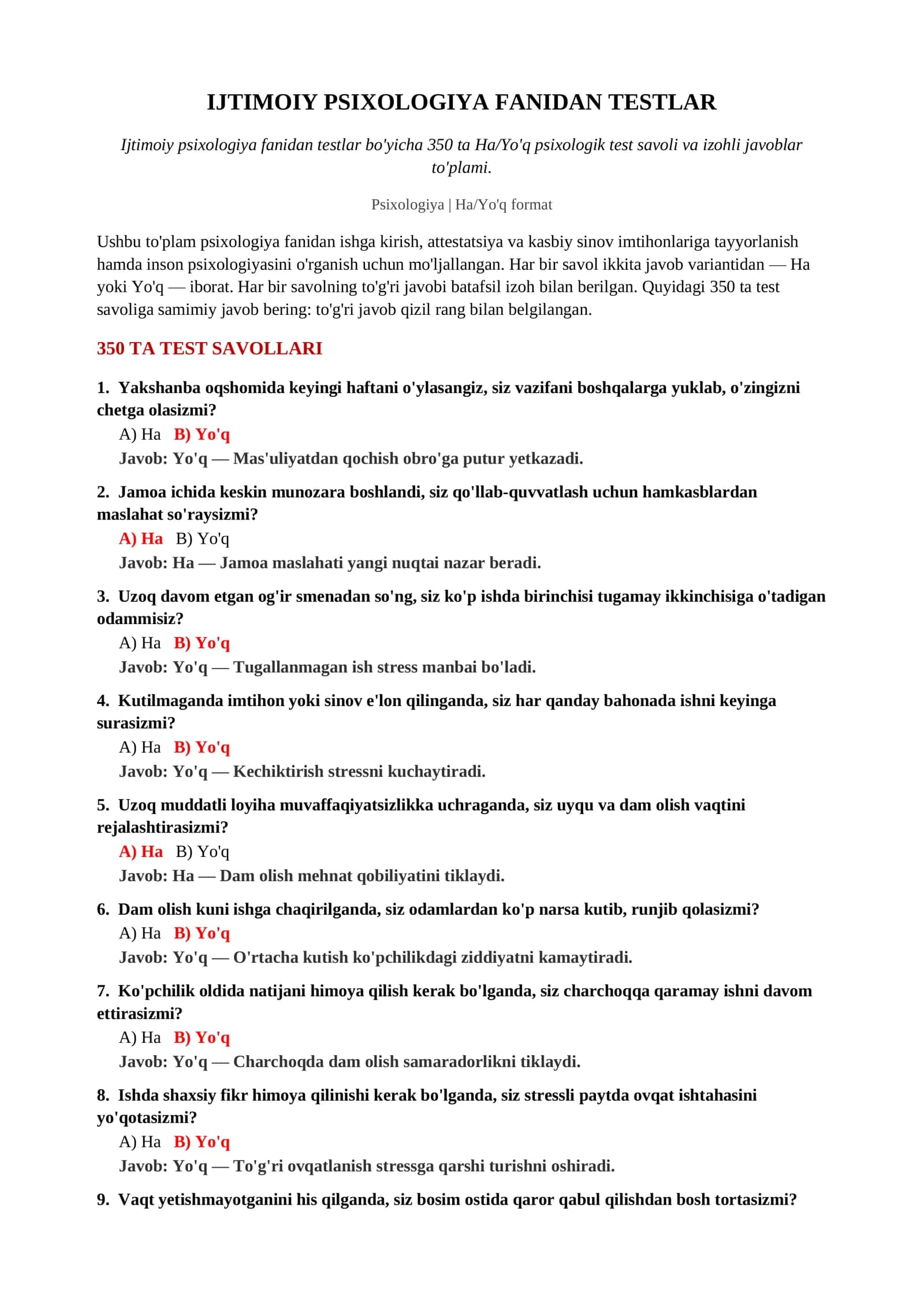IJTIMOIY PSIXOLOGIYA FANIDAN TESTLAR 2