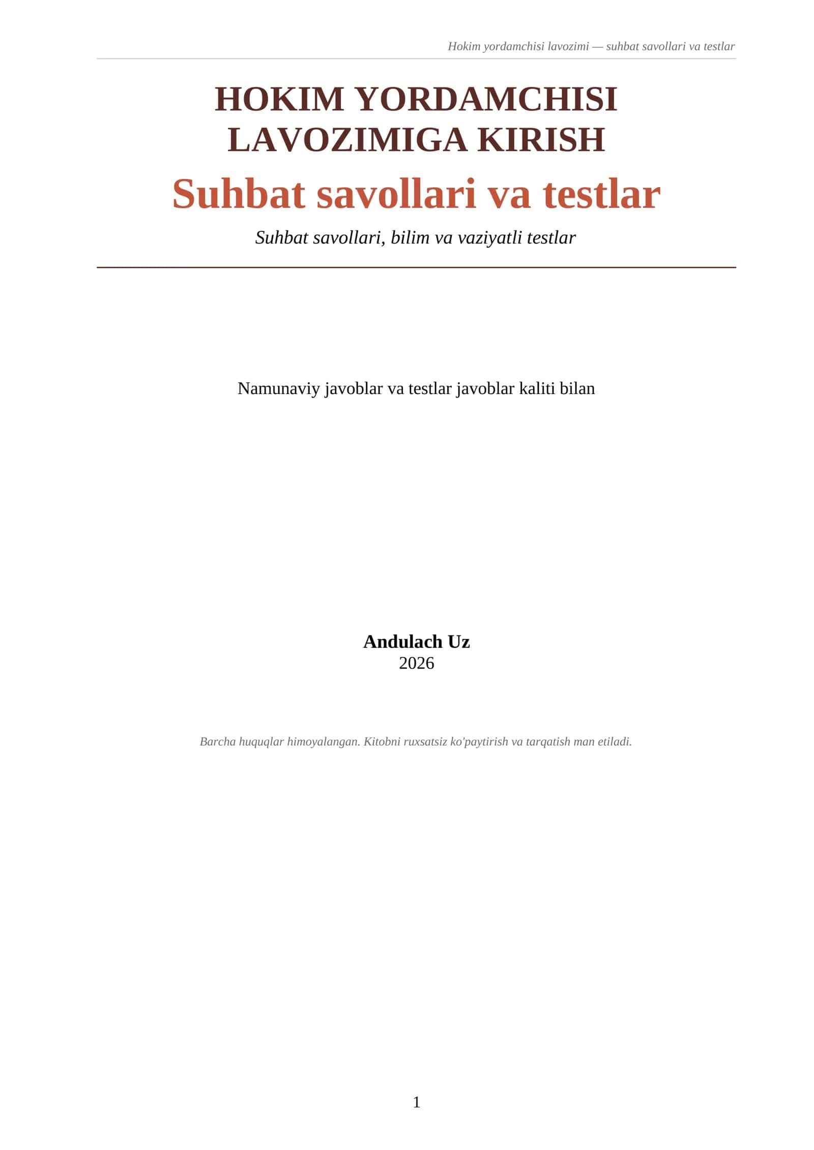 Hokim yordamchisi lavozimi — suhbat savollari va testlar. 1000 ta savol 2