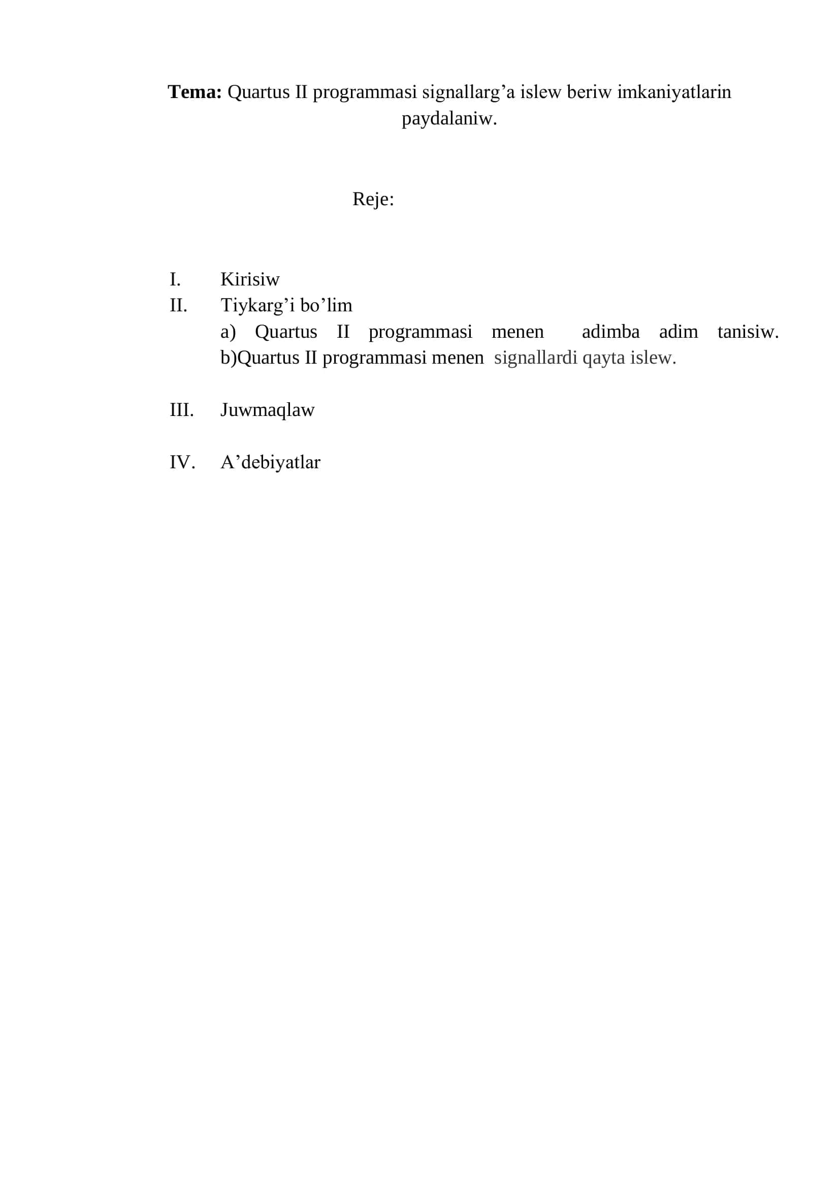 Kompyuter injiniringi fakulteti kurs ishi 2