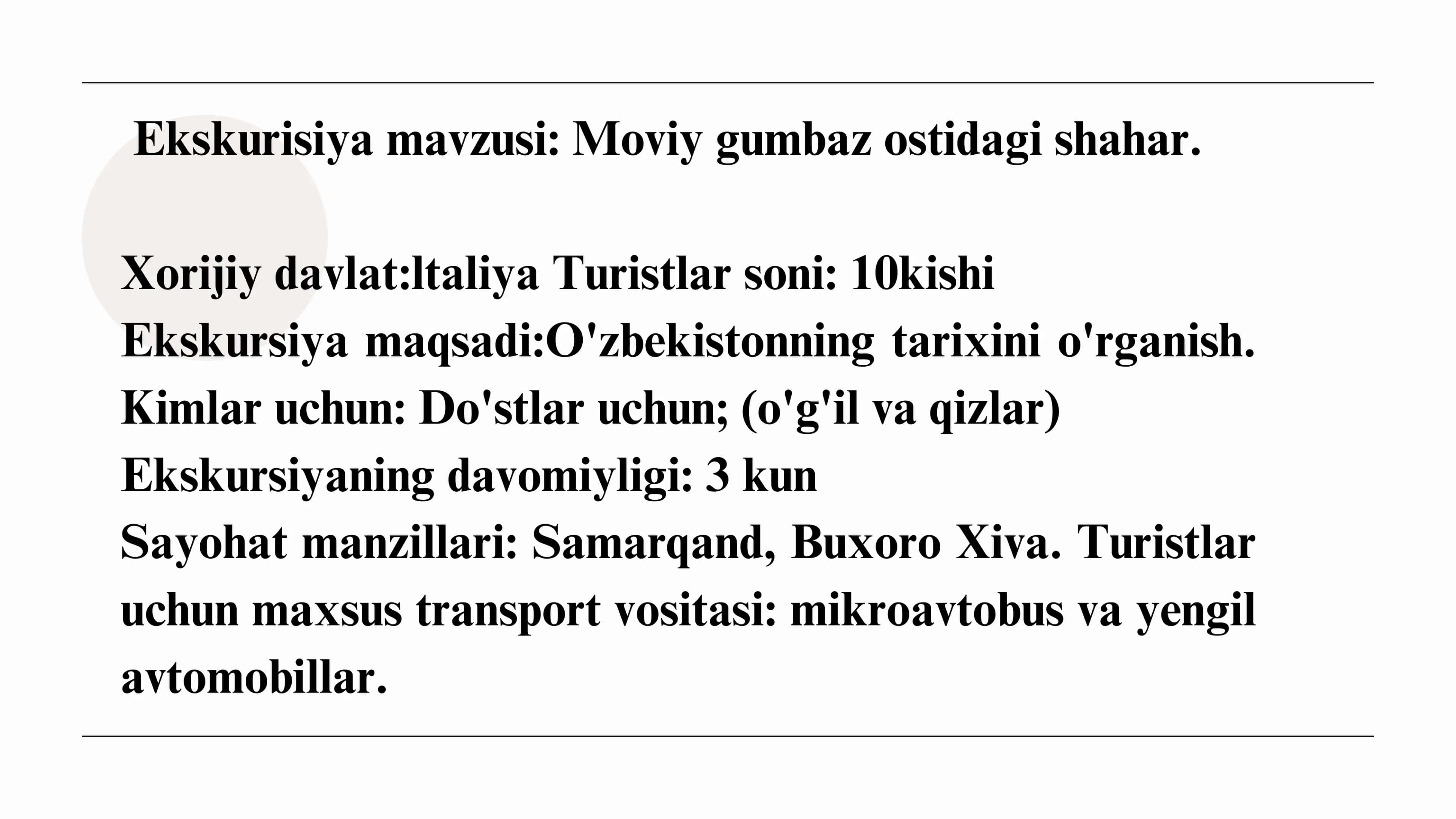 Ekskursiya dasturi 2