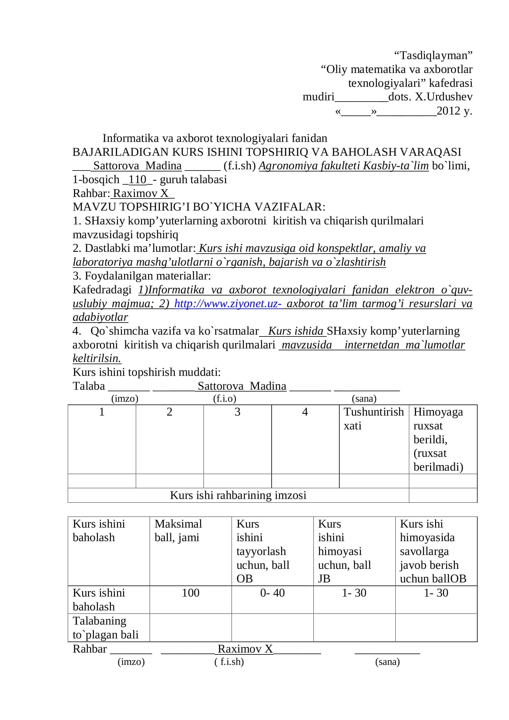 SHaxsiy komp’yuterlarning axborotni kiritish va chiqarish qurilmalari 2