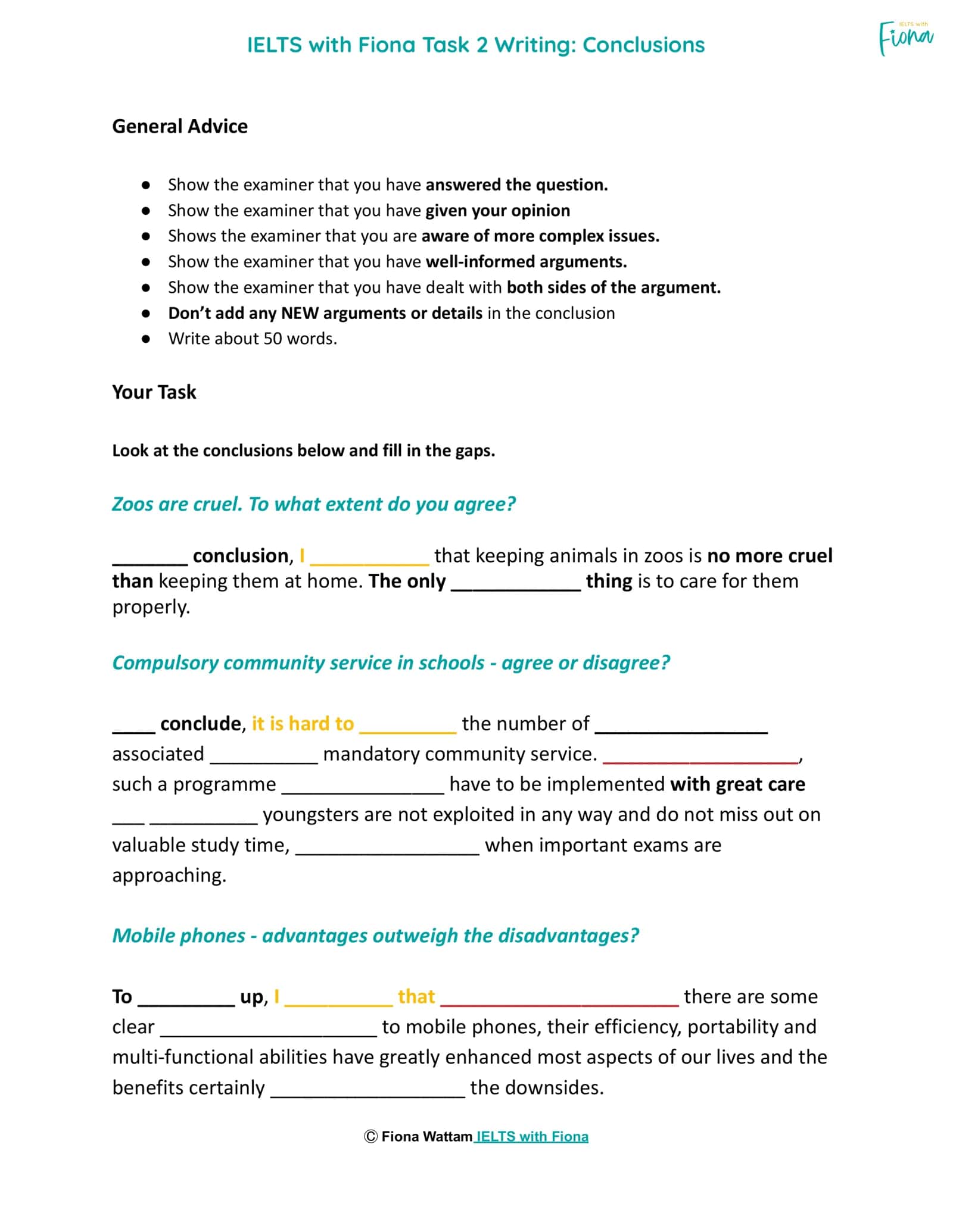 IELTS with Fiona Task 2 Writing: Conclusions 2