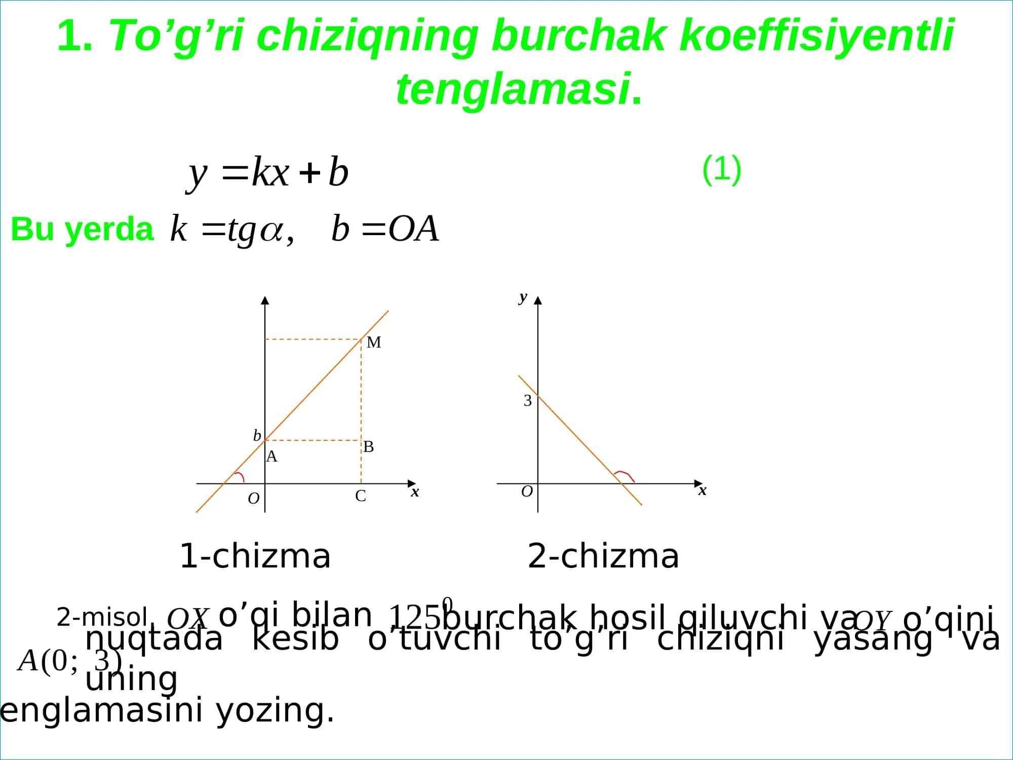 Tekislik toʻgʻri chiziqning tenglamasi. 2