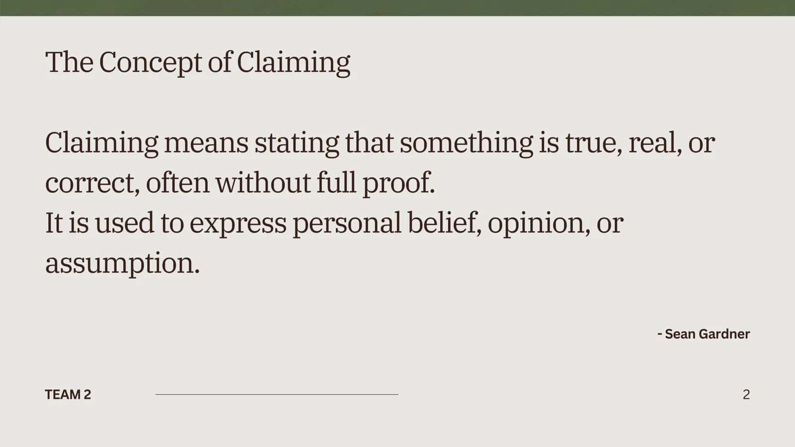 Claiming and Denying 2