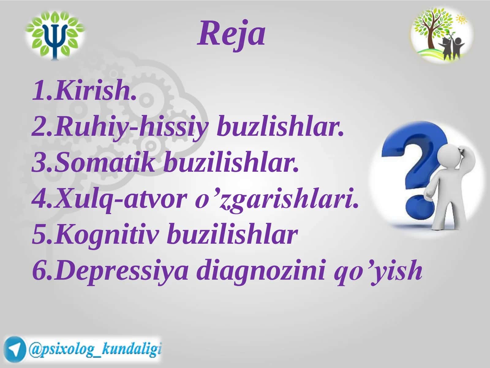 Depressiya diagnozini qo’yish 2