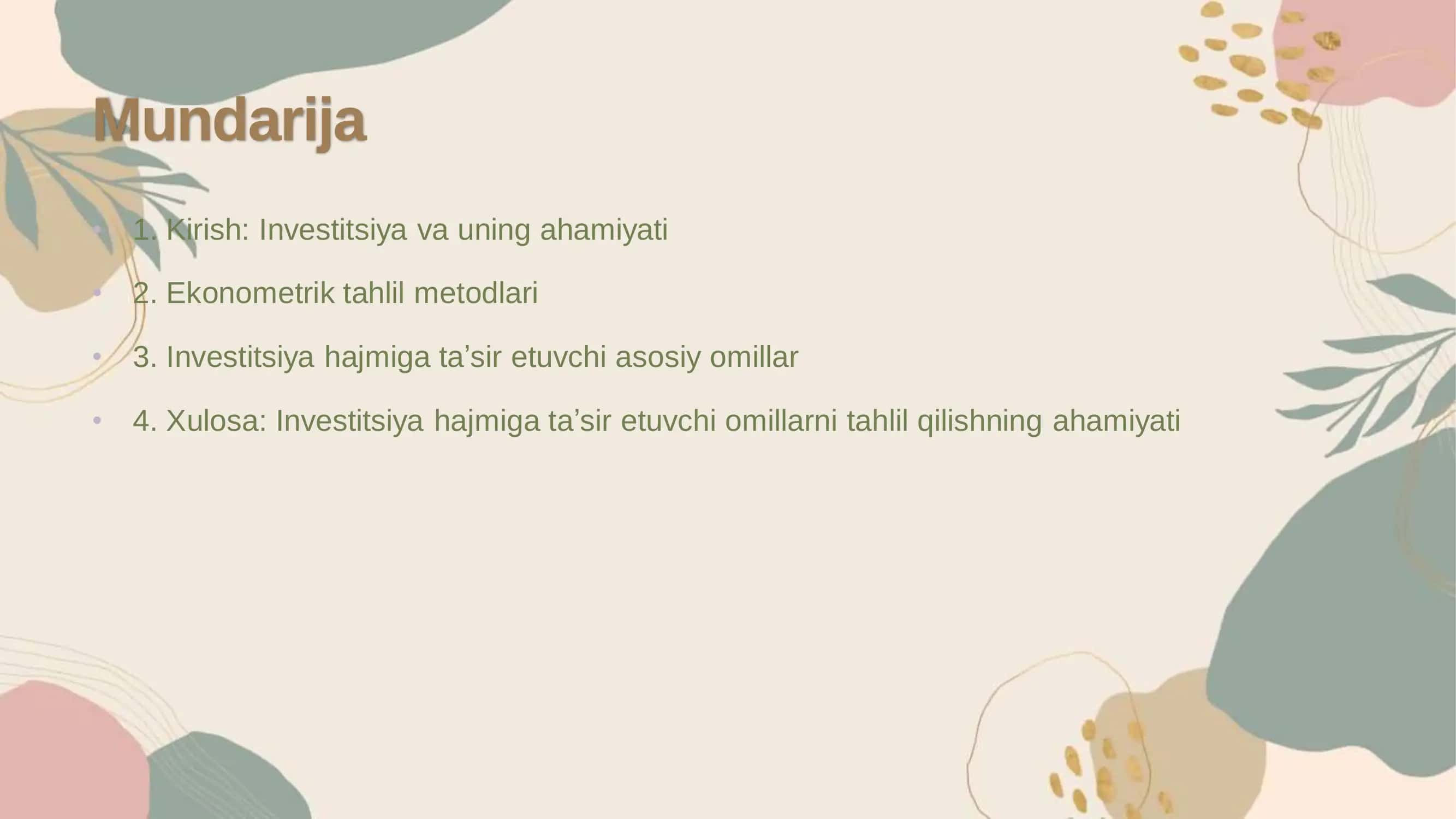 Investitsiya hajmiga ta’sir etuvchi omillar 2