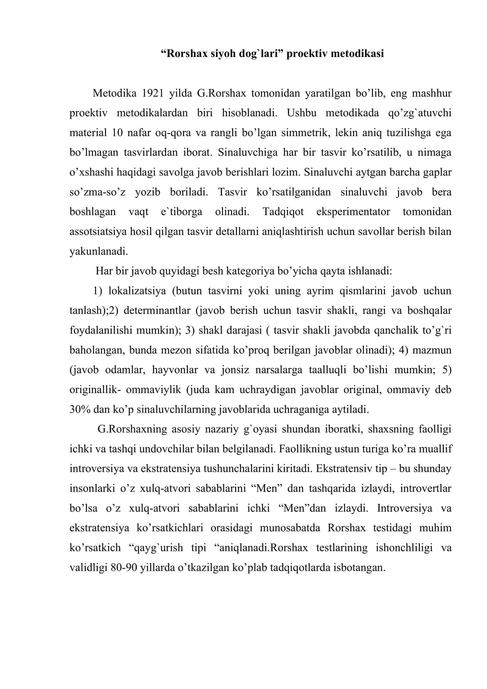 Shaxs psixodiagnostikasida proyektiv metodikalardan foydalanish 2