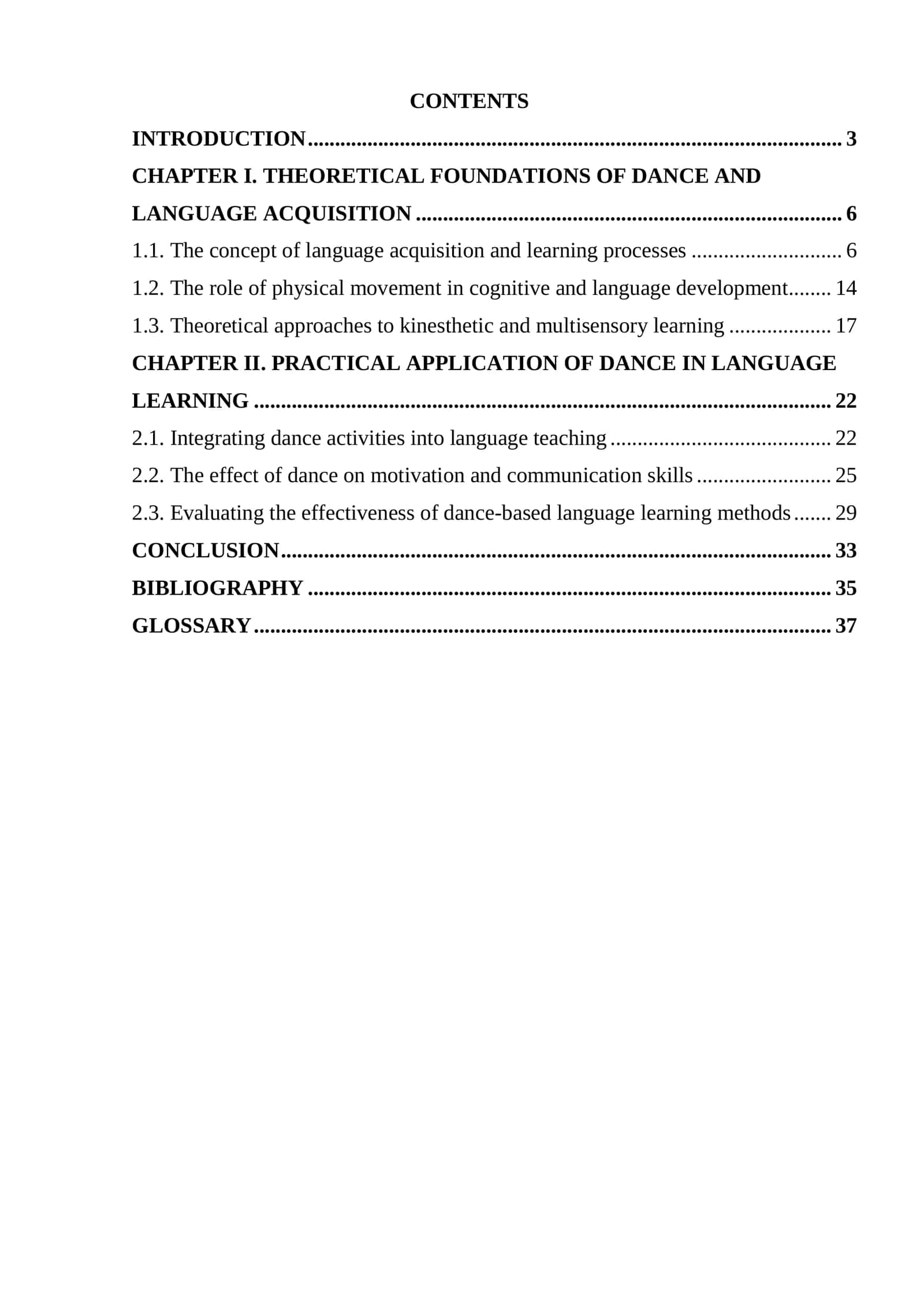 Course Paper on The Impact of Dance on Language Acquisition 2