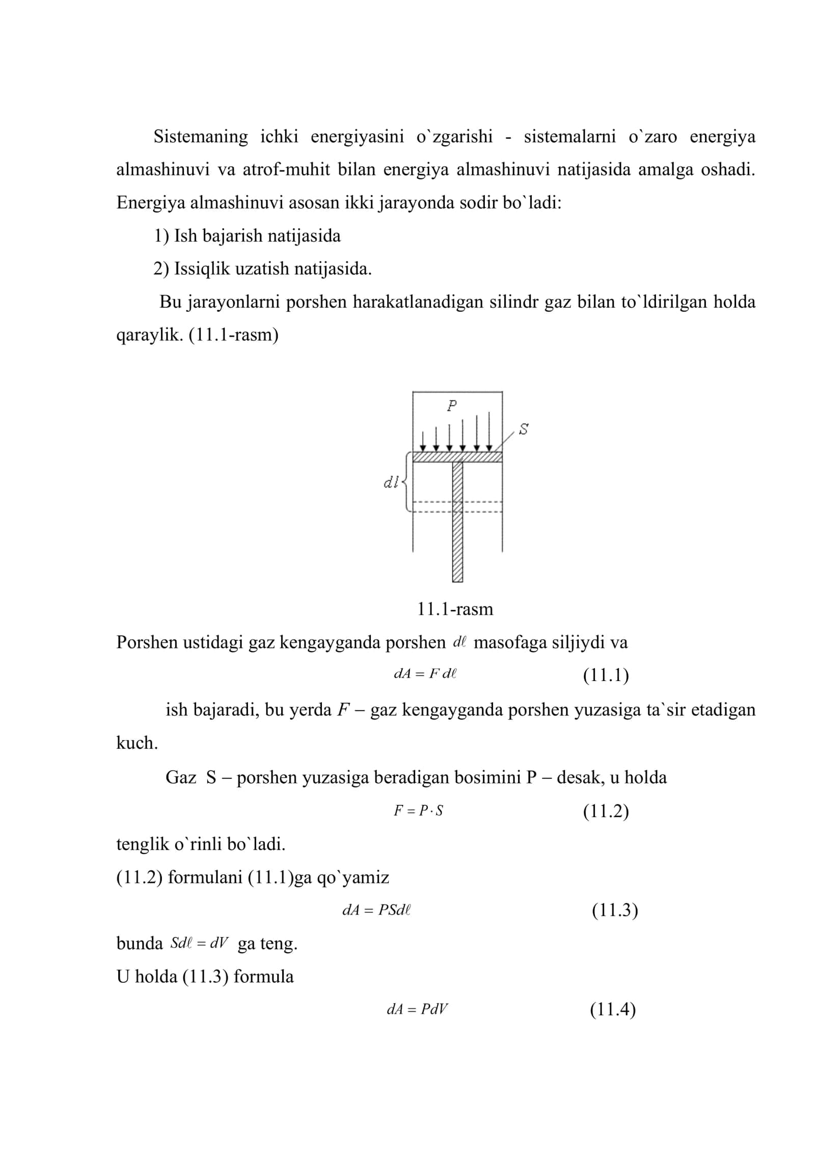 Ish va issiqlik miqdori. Termodinamikaning I-qonuni 2