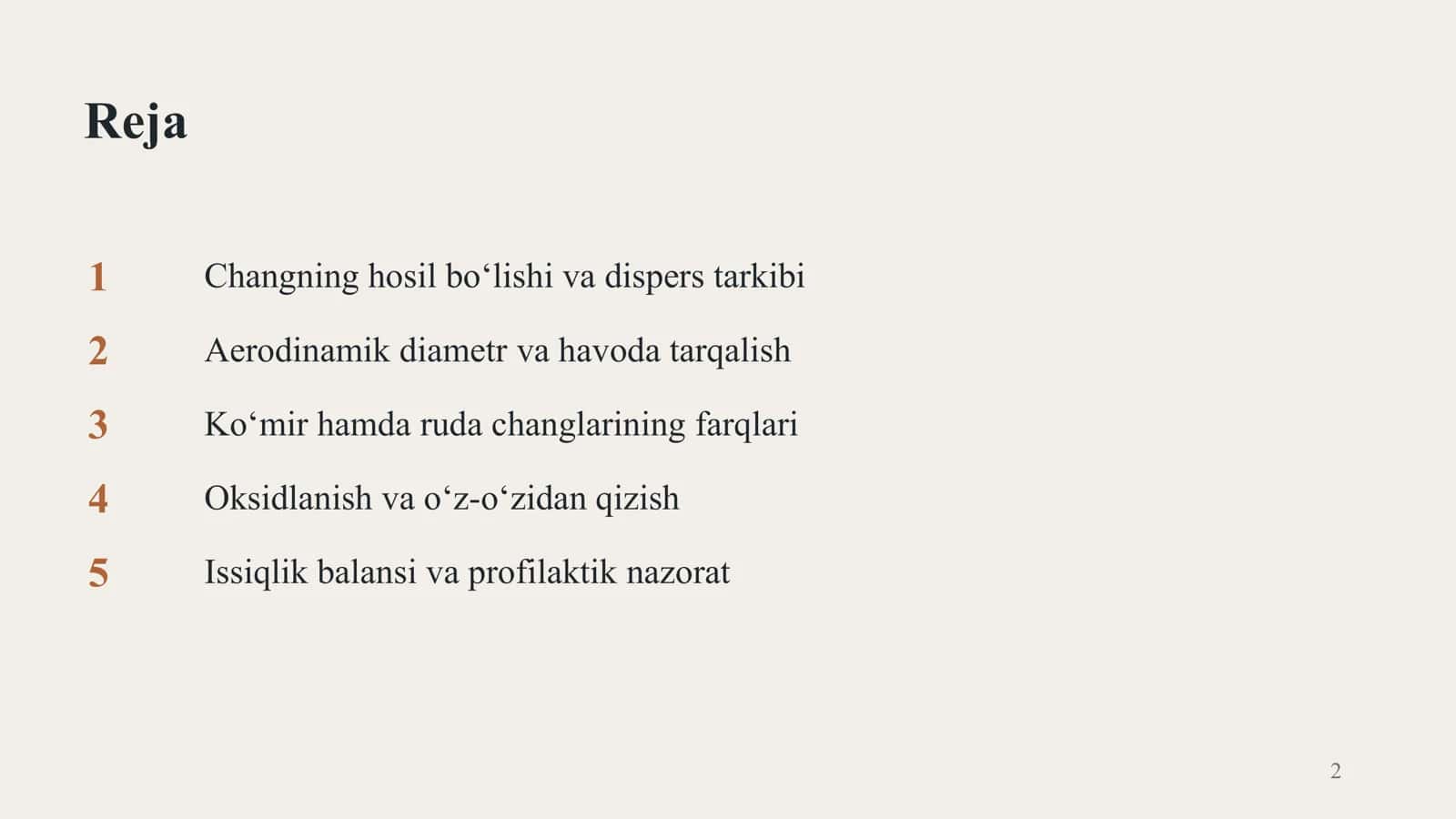 Ko‘mir va ruda changlarining issiqlik fizikasi 2