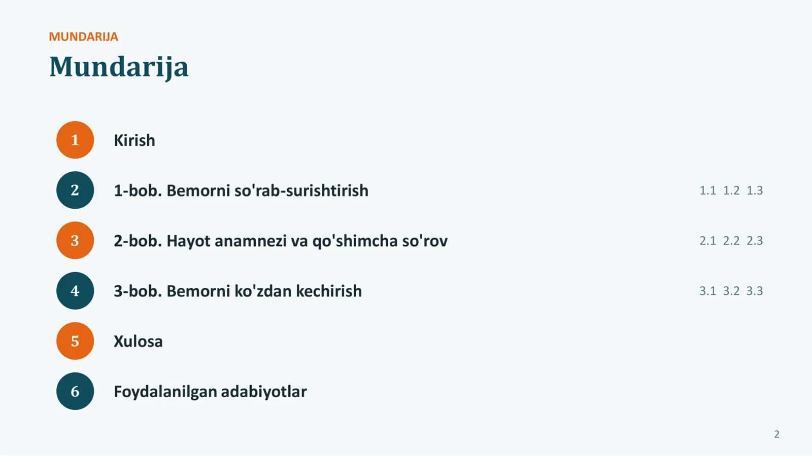 Bemorlarni ko'zdan kechirish va so'rab-surishtirish 2