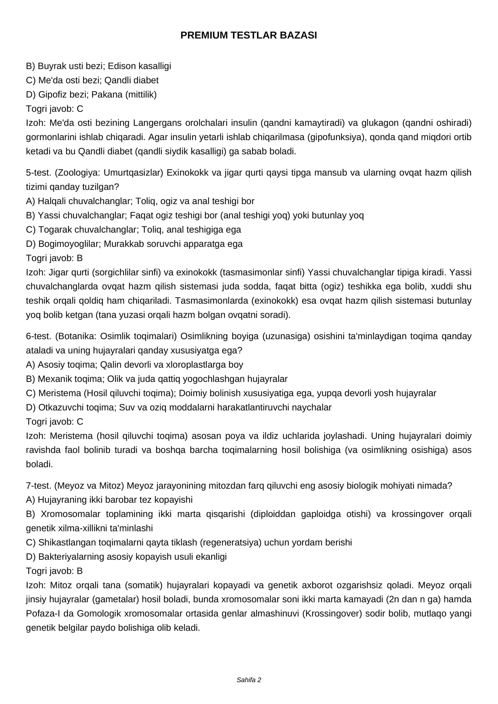 PREMIUM TESTLAR BAZASI 2