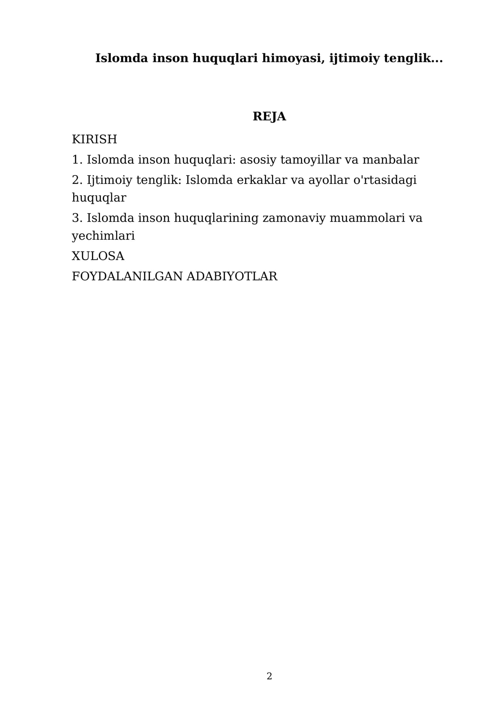 Islomda inson huquqlari himoyasi, ijtimoiy tenglik 2