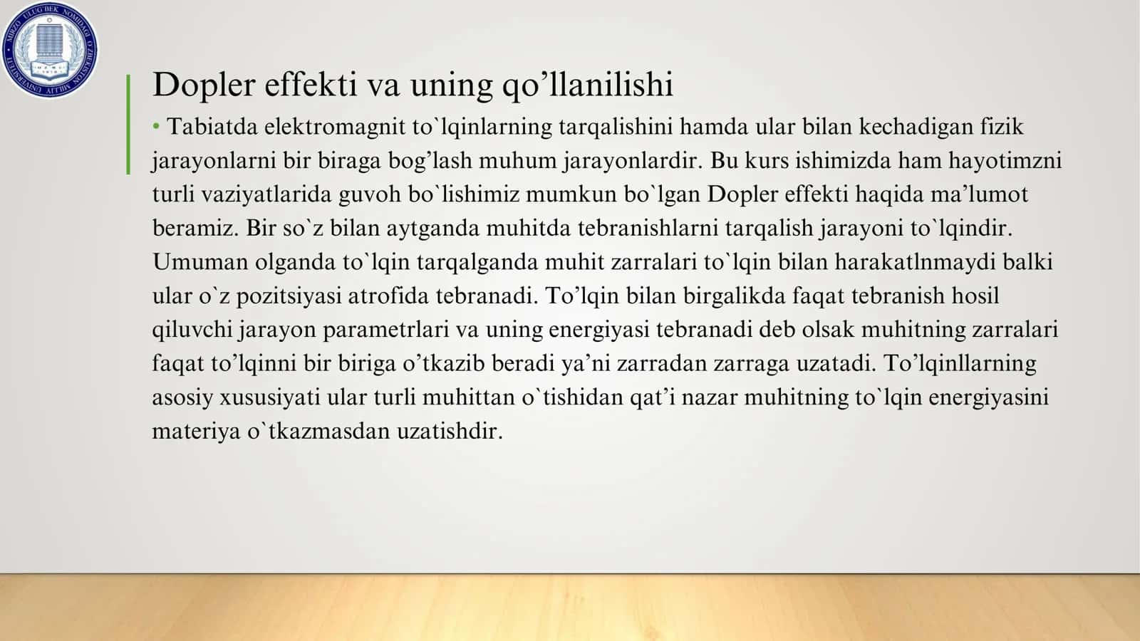 Dopler effekti va uning qo’llanilishi 2