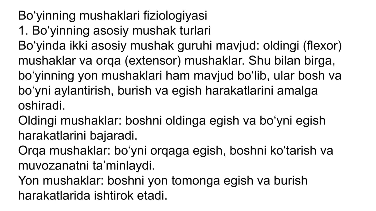 BOʻYIN MUSKULLARI FIZIOLOGIYASI 2