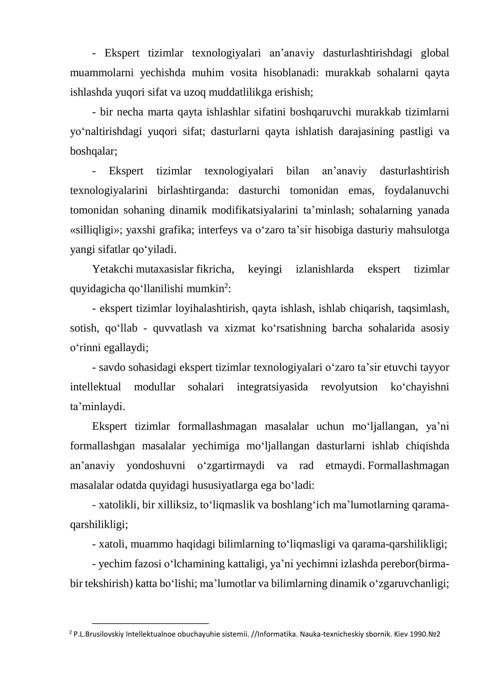 EKSPERT TIZIMLAR. SUN’IY INTELLEKT TIZIMLARINING RIVOJLANISH YO‘NALISHLARI. 2