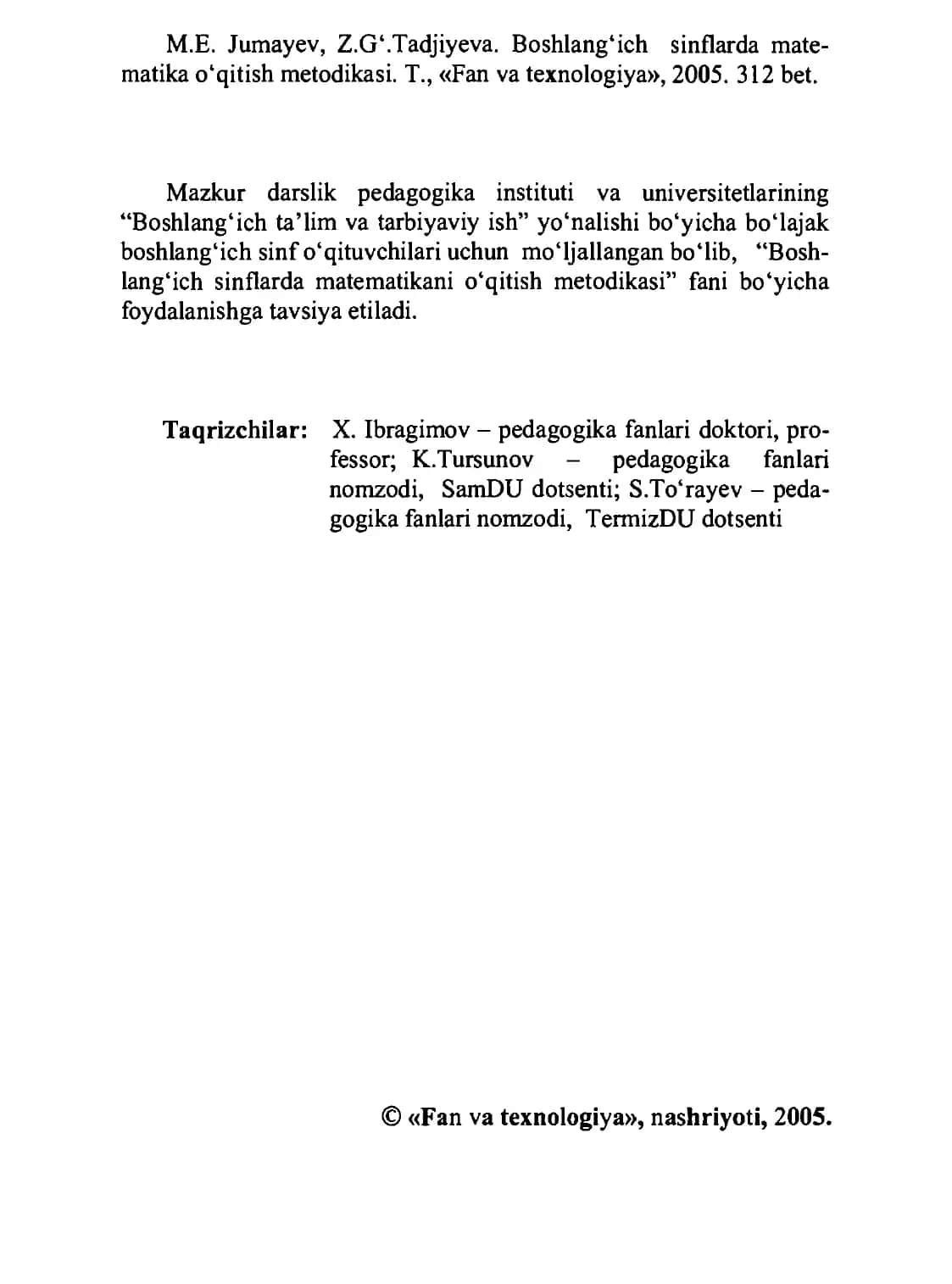 Boshlang‘ich sinflarda matematika o‘qitish metodikasi 2