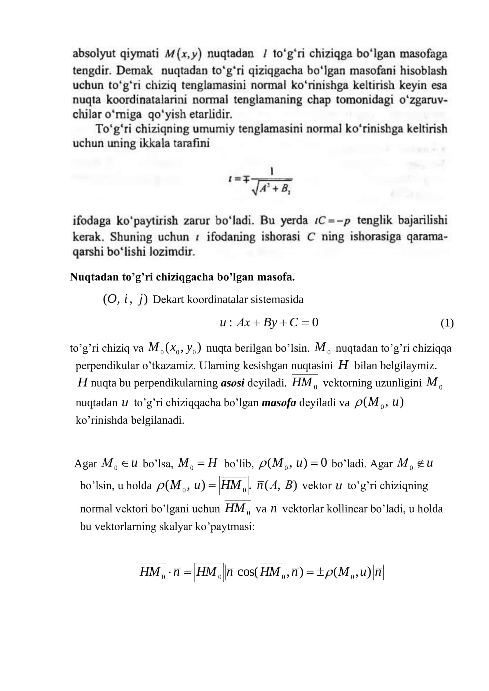 To’g’ri chiziqning normal tenglamasi 2