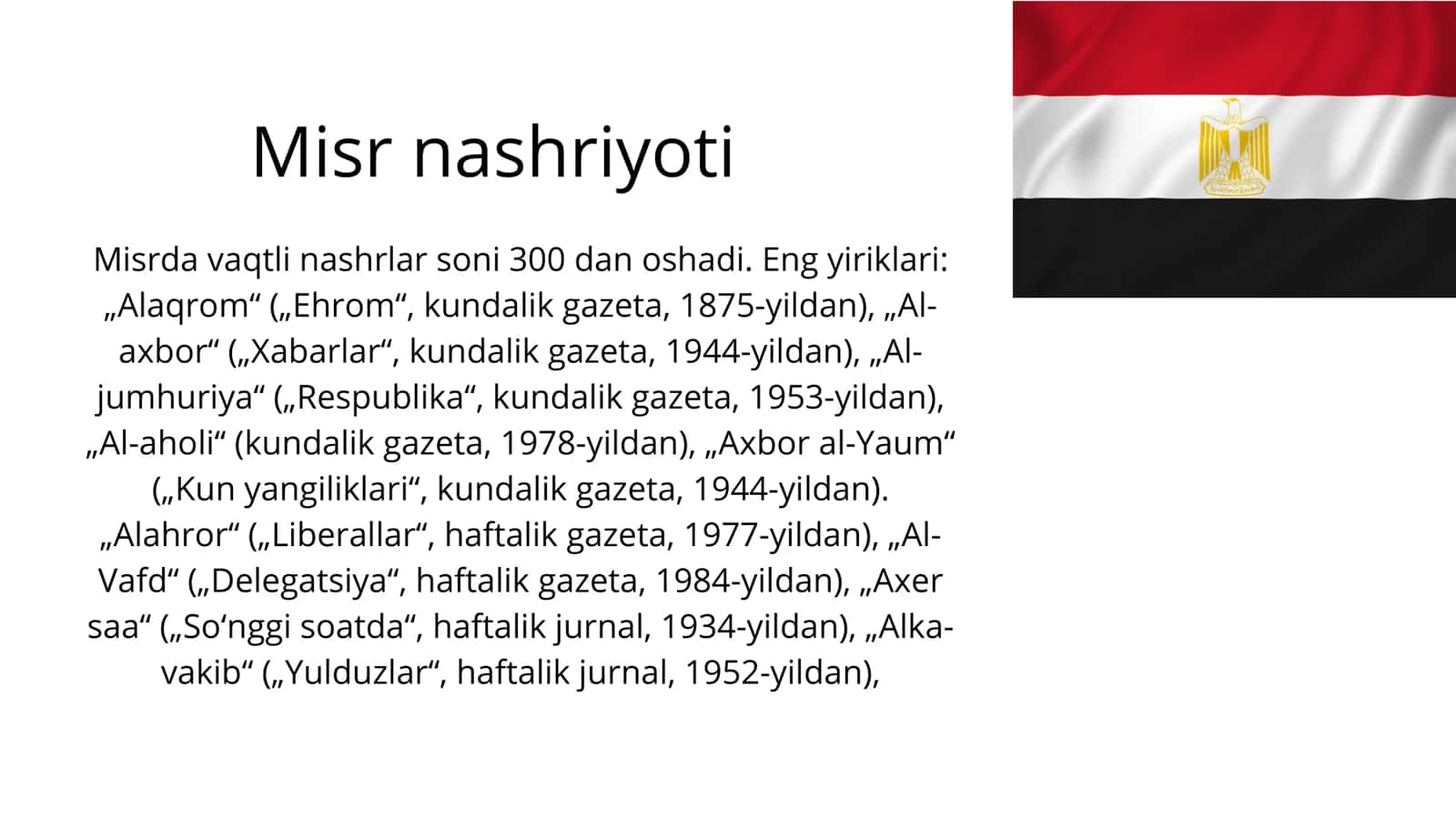 Misr davlati gazeta va jurnallari 2