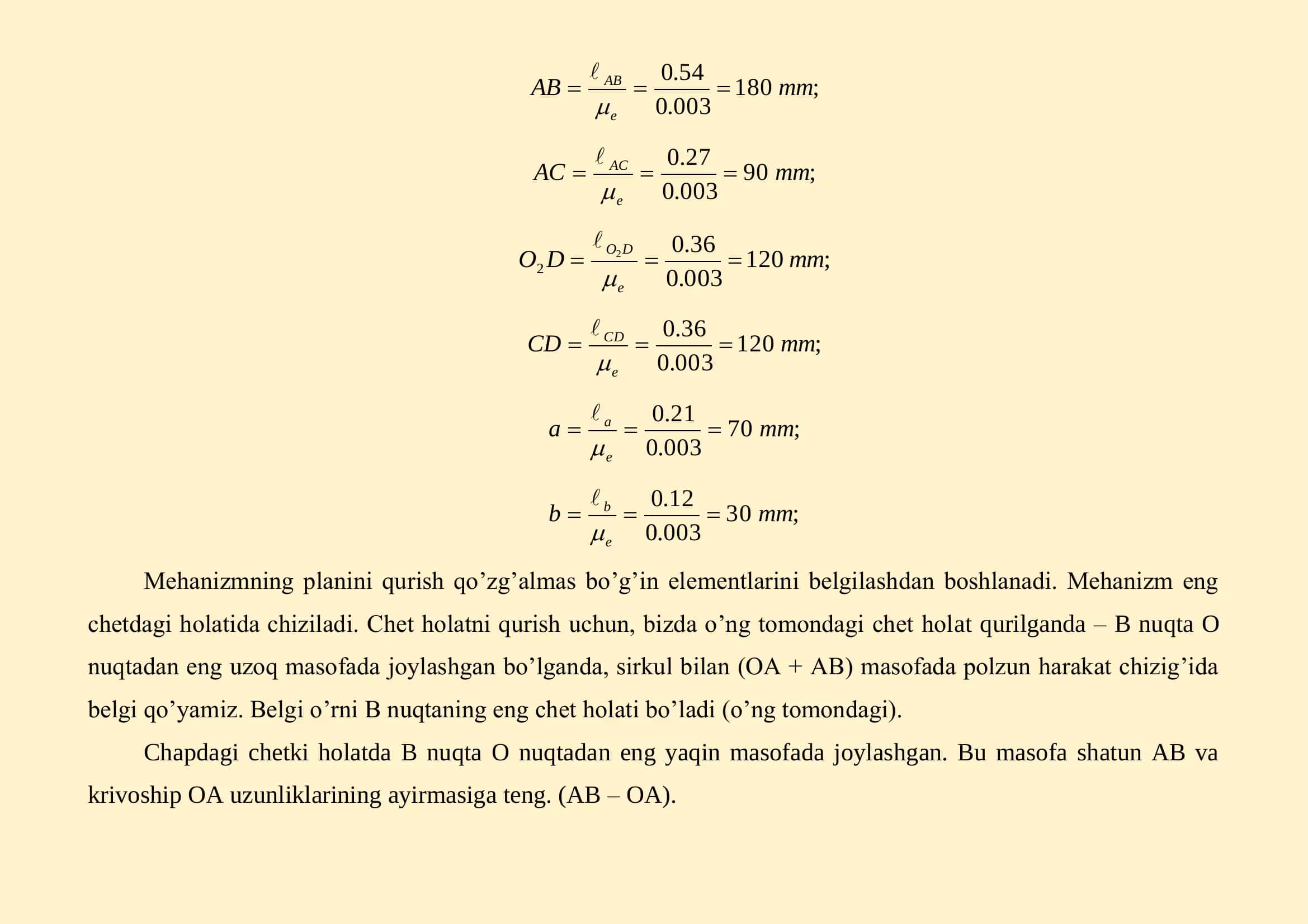 Krivoship koromisloli mexanizm kinematik analizining grafik usuli 2