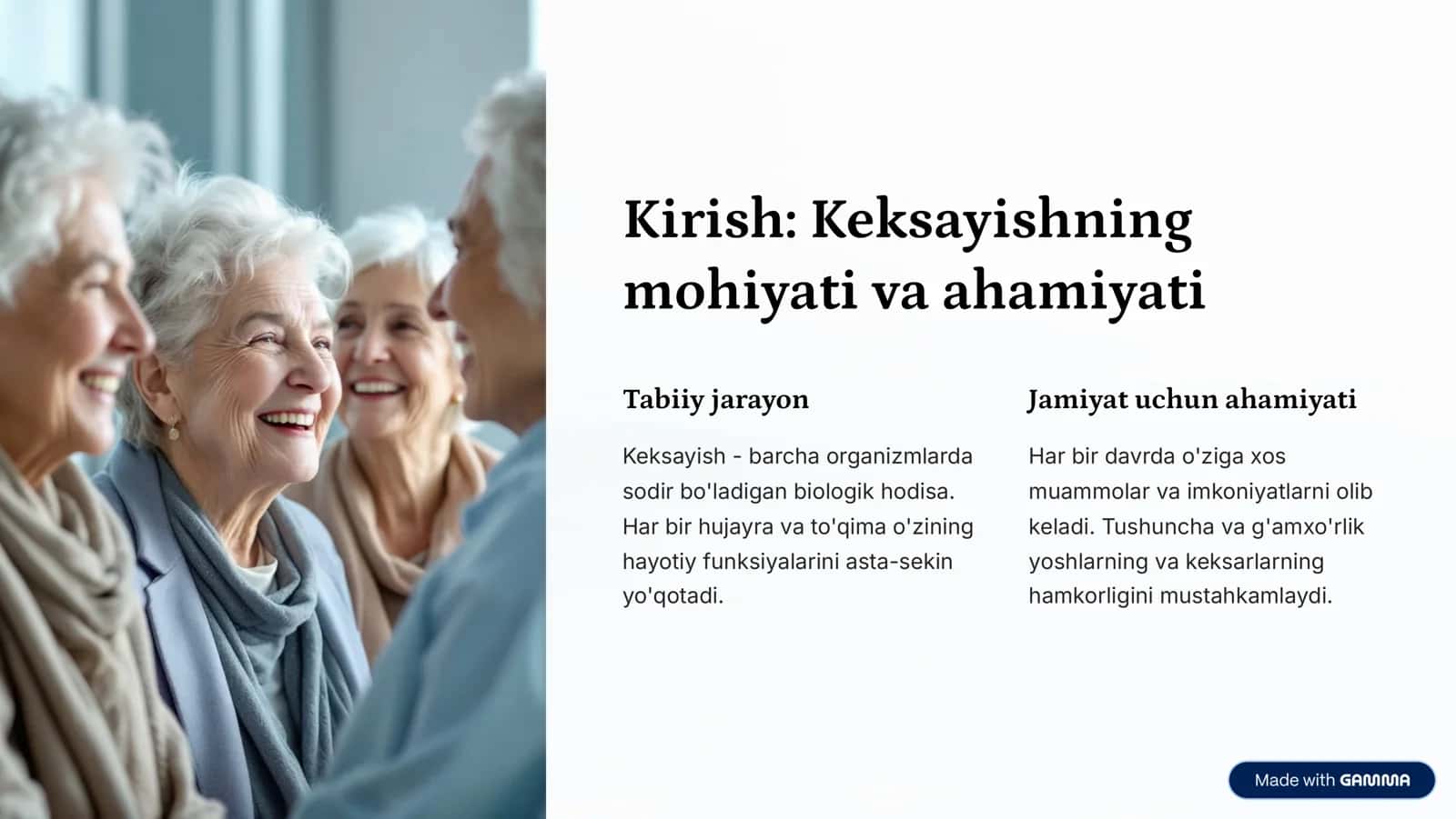 organizmning keksayish davriga xos boʻlgan umumiy maʼlumot 2