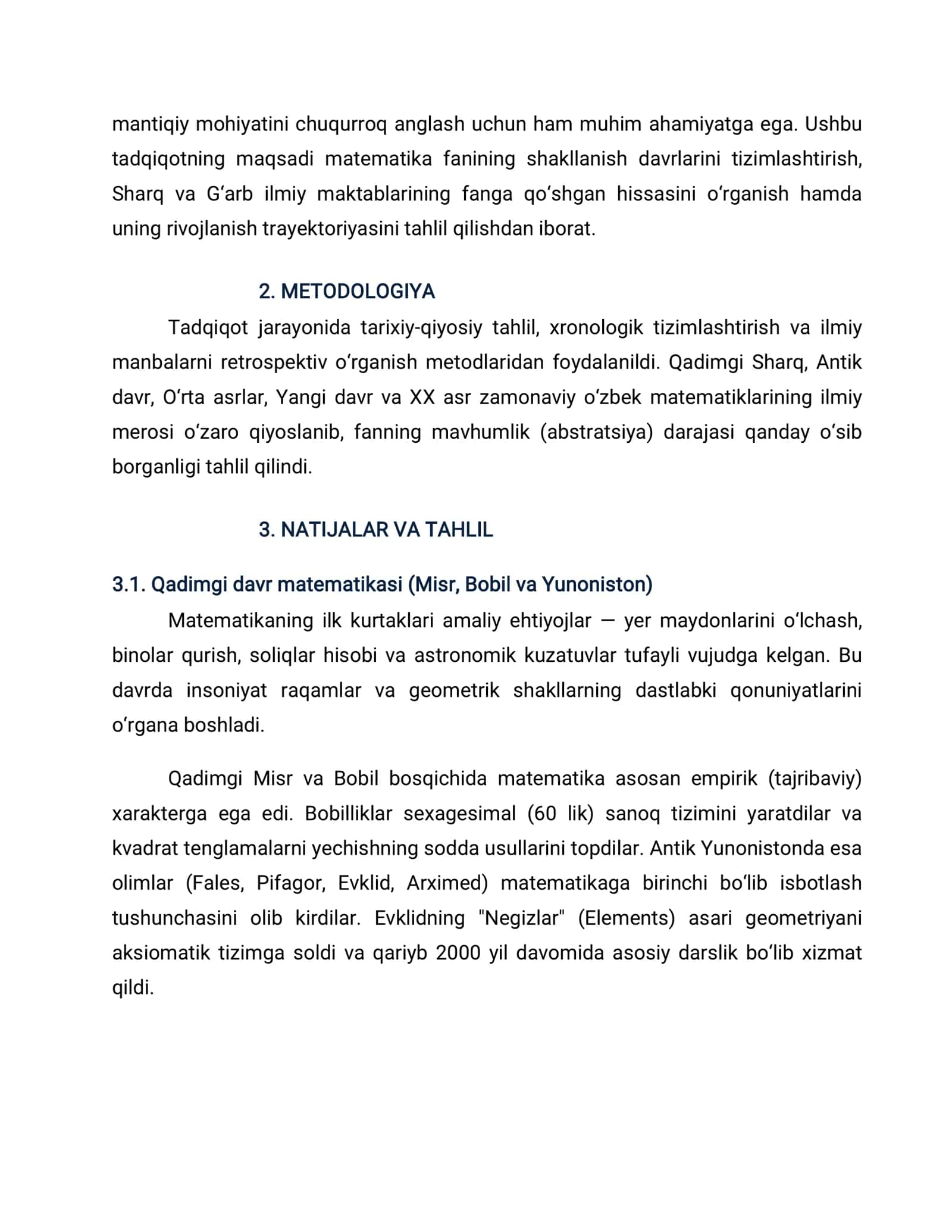 MATMATIKA FANINING TARIXIY TARAQQIYOT BOSQICHLARI VA UNING FUNDAMENTAL AHAMIYATI 2