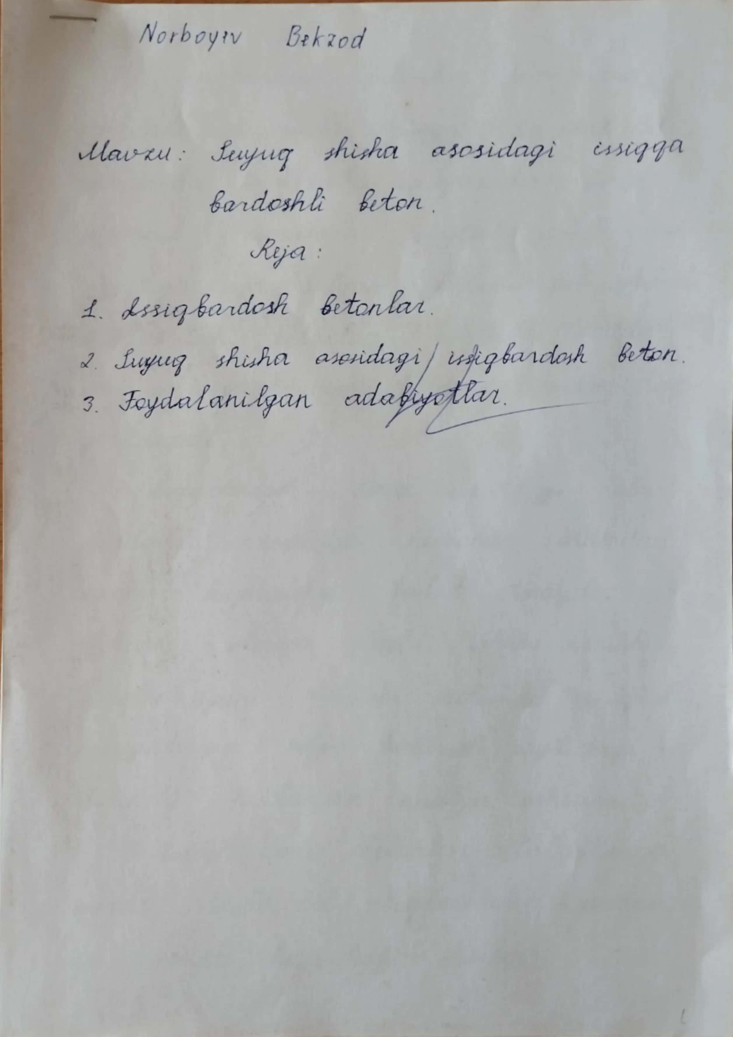 Suyuq shisha asosidagi issiqqa bardoshli beton 2