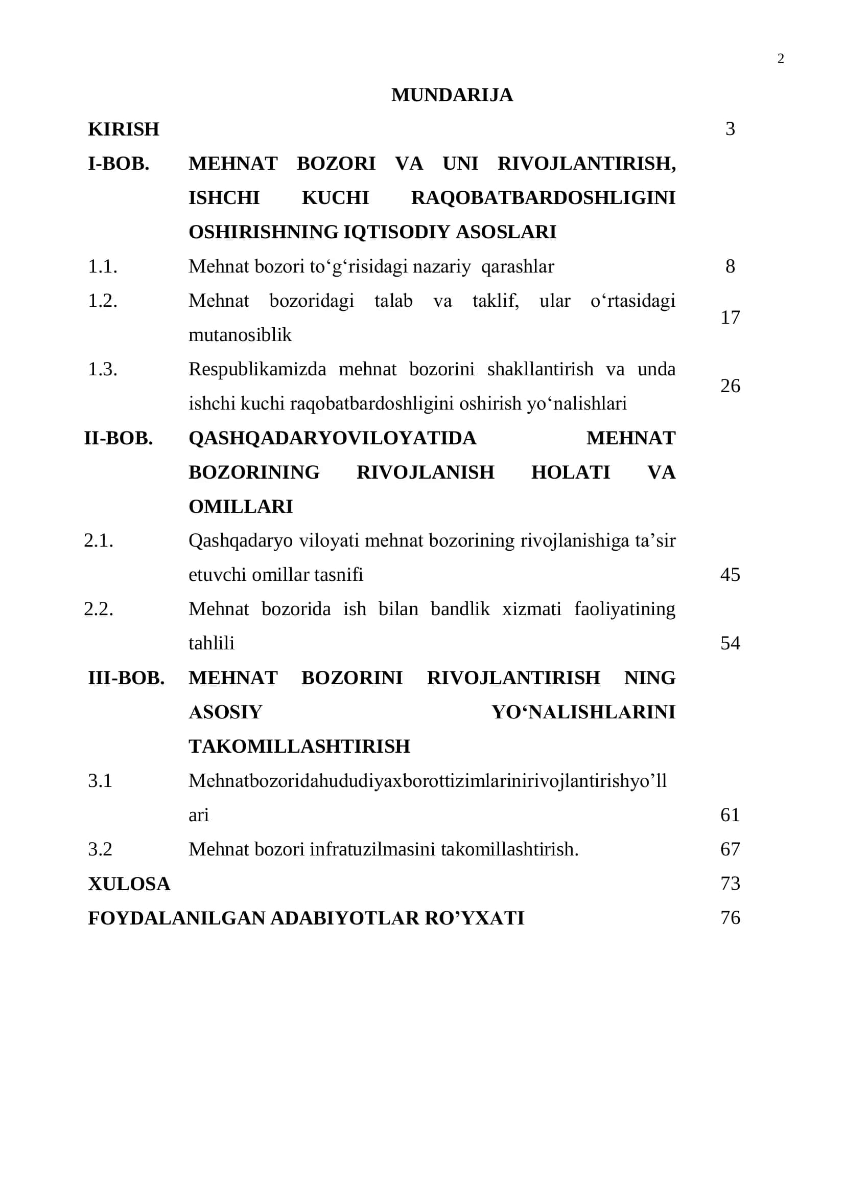 Globallashuv sharoitida mehnat bozorini shakllanishi va rivojlanishi 2