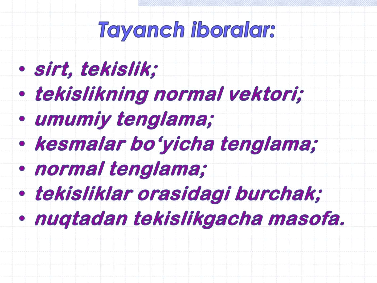 Tekislik tenglamasi 2