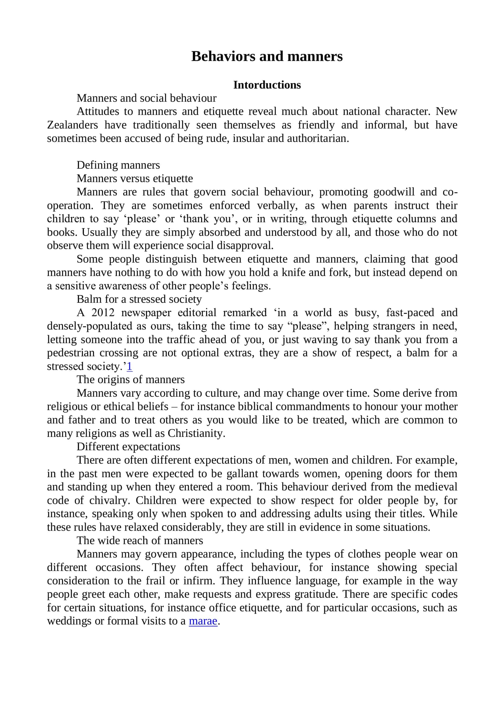 Behaviors and Manners 2