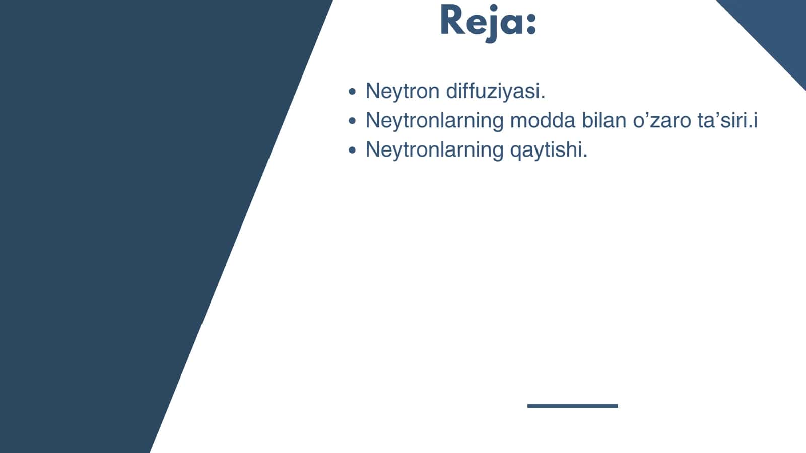 Neytron diffuziyasi. Neytronlarning qaytishi 2