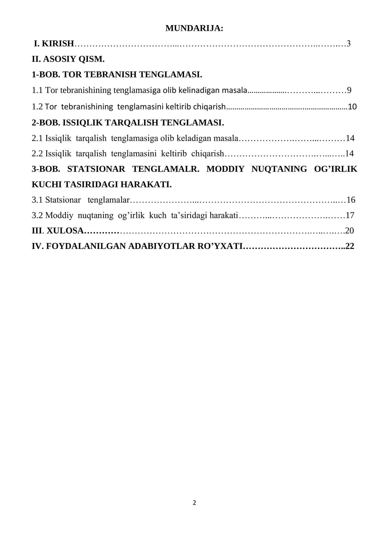 MATEMATIK FIZIKANING ASOSIY TENGLAMALARINI KELTIRIB CHIQORISH 2