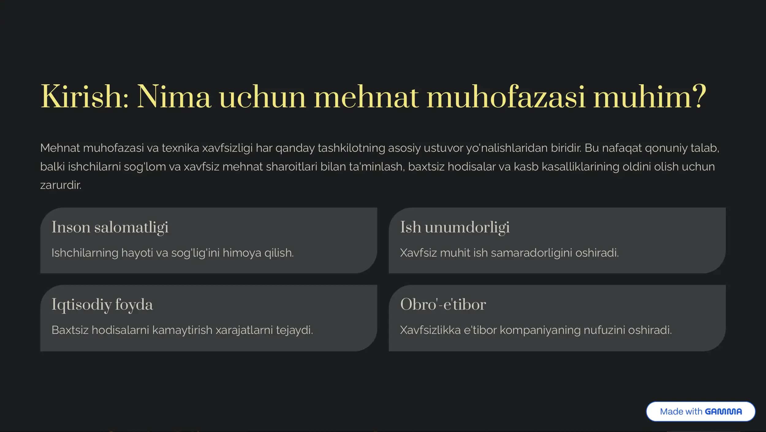 Mehnat muhofazasi va texnika xavfsizligi.Asosiy tamoyillar 2