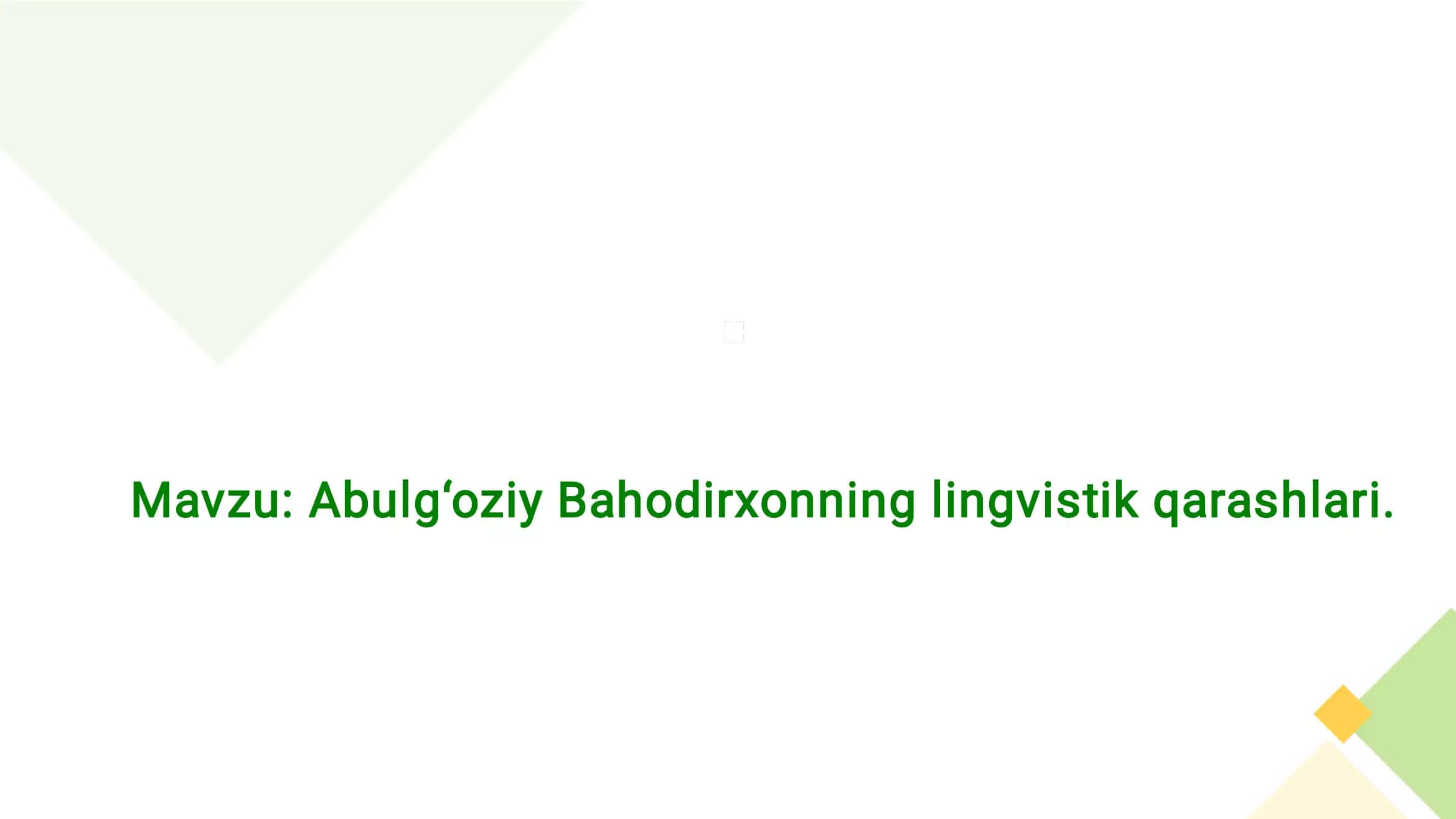 O‘zbek tilshunosligi tarixi 2