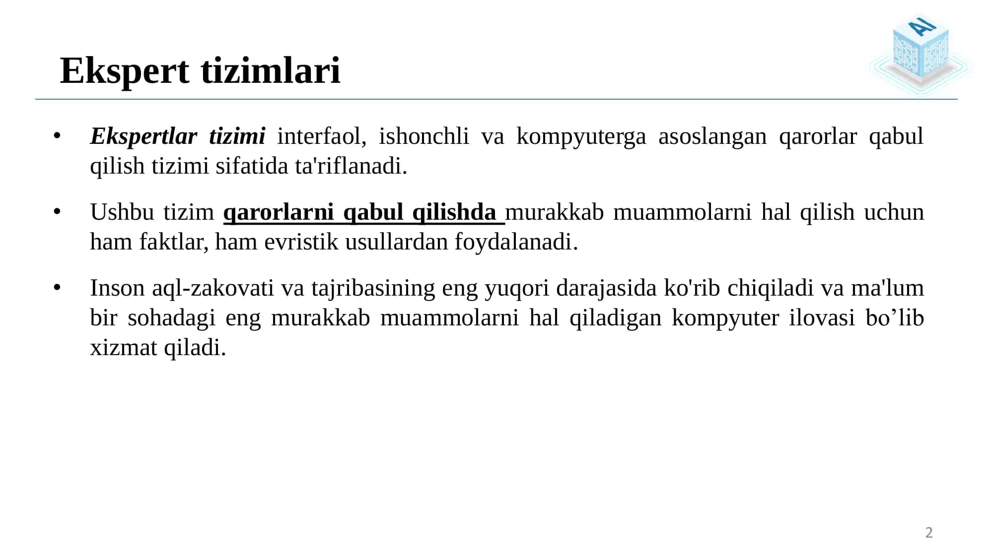 Ekspert tizimlari 2