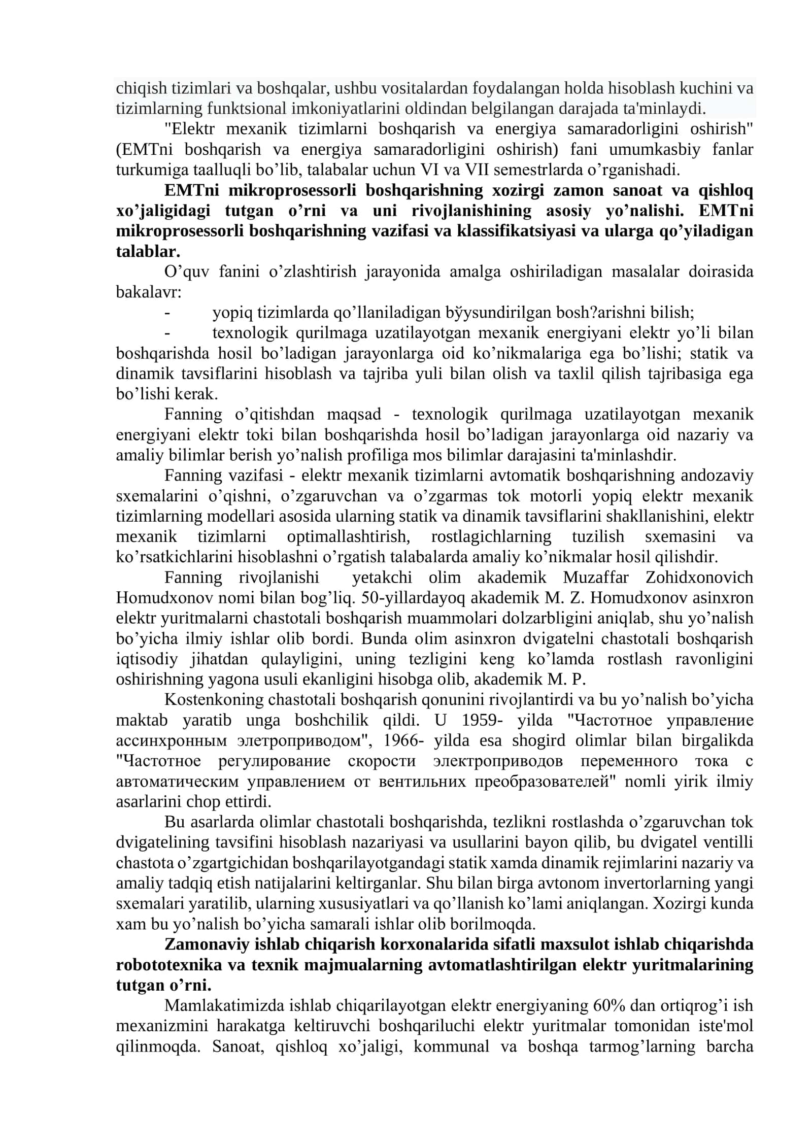 EMTni Mikroprosessorli Boshqarishning Asoslari 2