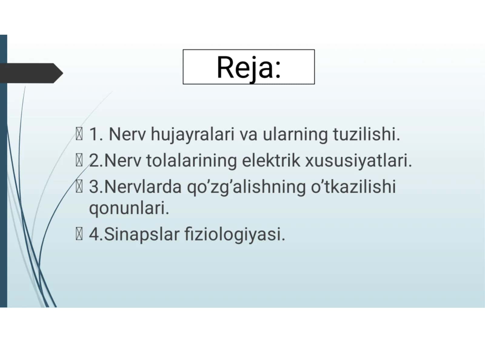 Normal fiziologiya: nerv tolalari va sinapslar fiziologiyasi 2