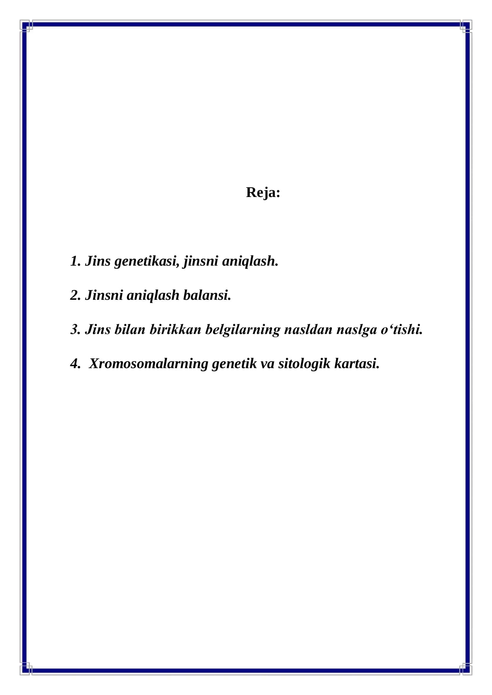 "Jins Genetikasi va Uni Aniqlash Mavzusida Referati" 2
