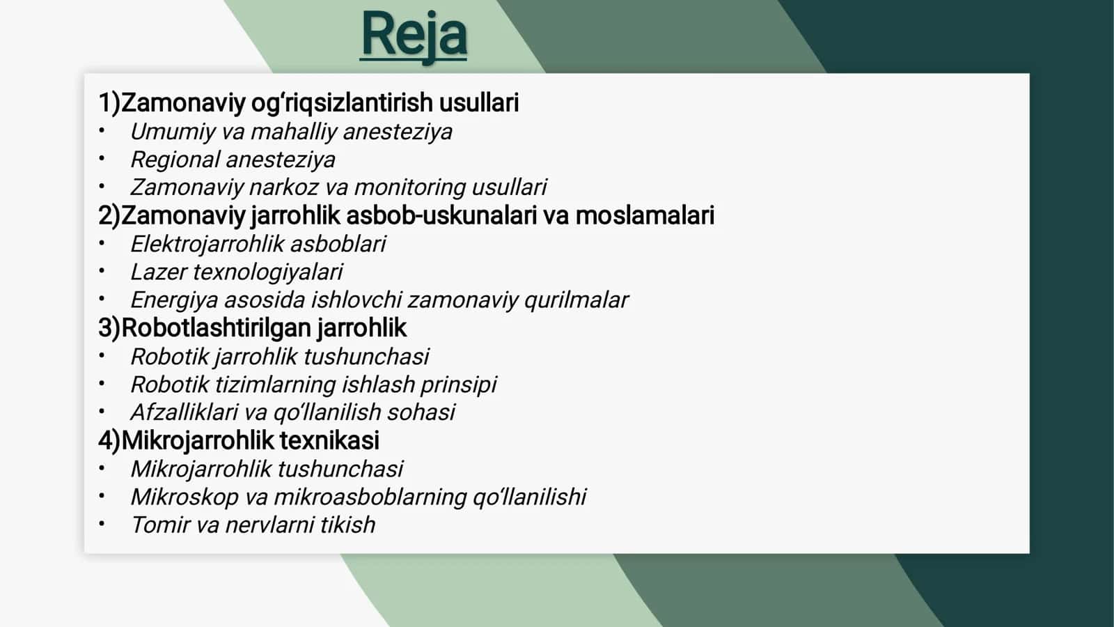 Odamlar anatomiyasi va OXTA tibbiyotiga kirish 2